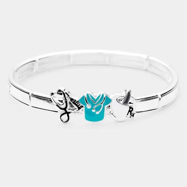 Other Silver tone inspirational Nurse theme stretch bracelet Size ONE SIZE - 3 Thumbnail