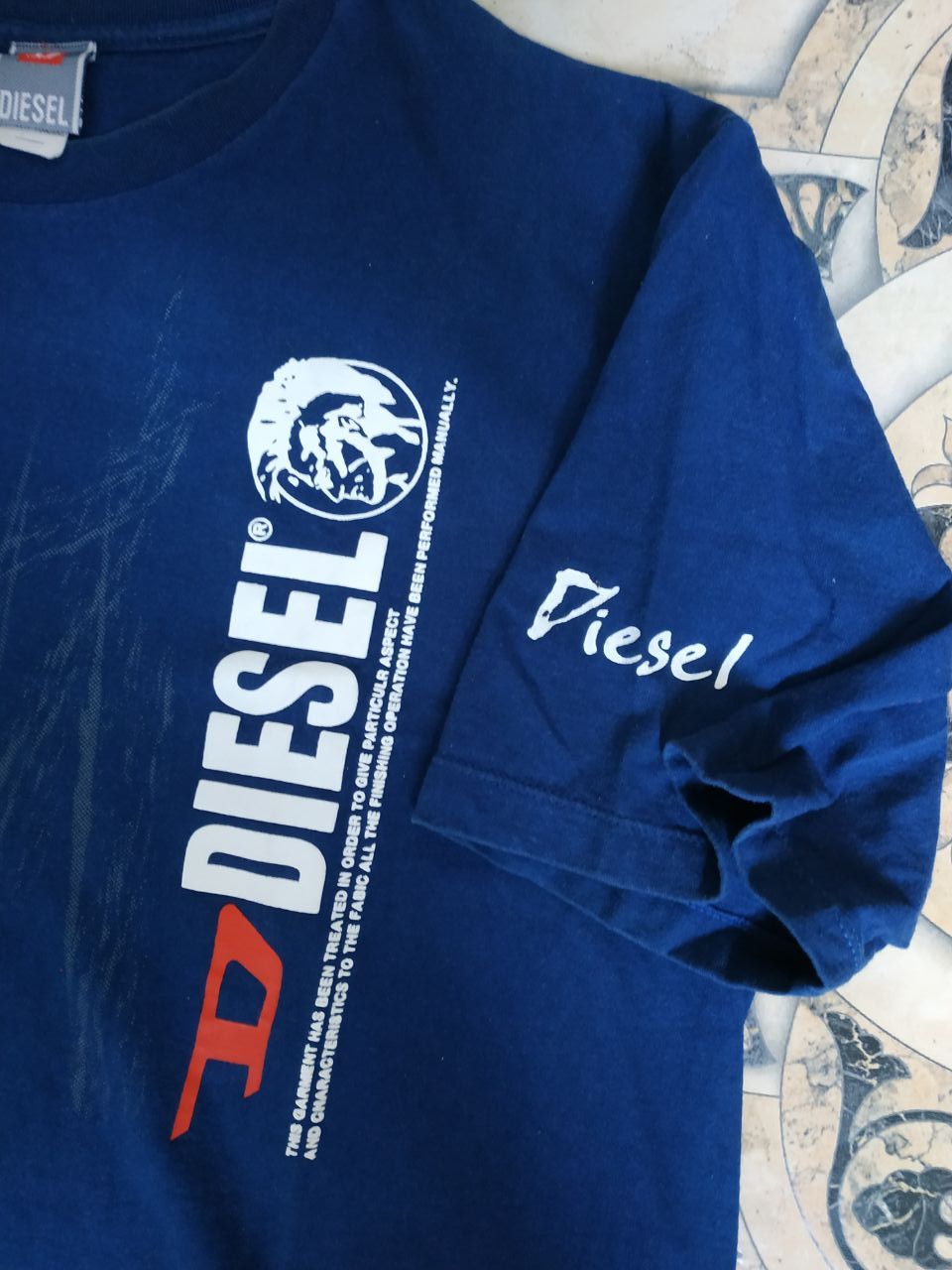 Diesel Vintage Diesel Only The Brave Vertical Logo Tee Blue XL Size US XL / EU 56 / 4 - 11 Thumbnail