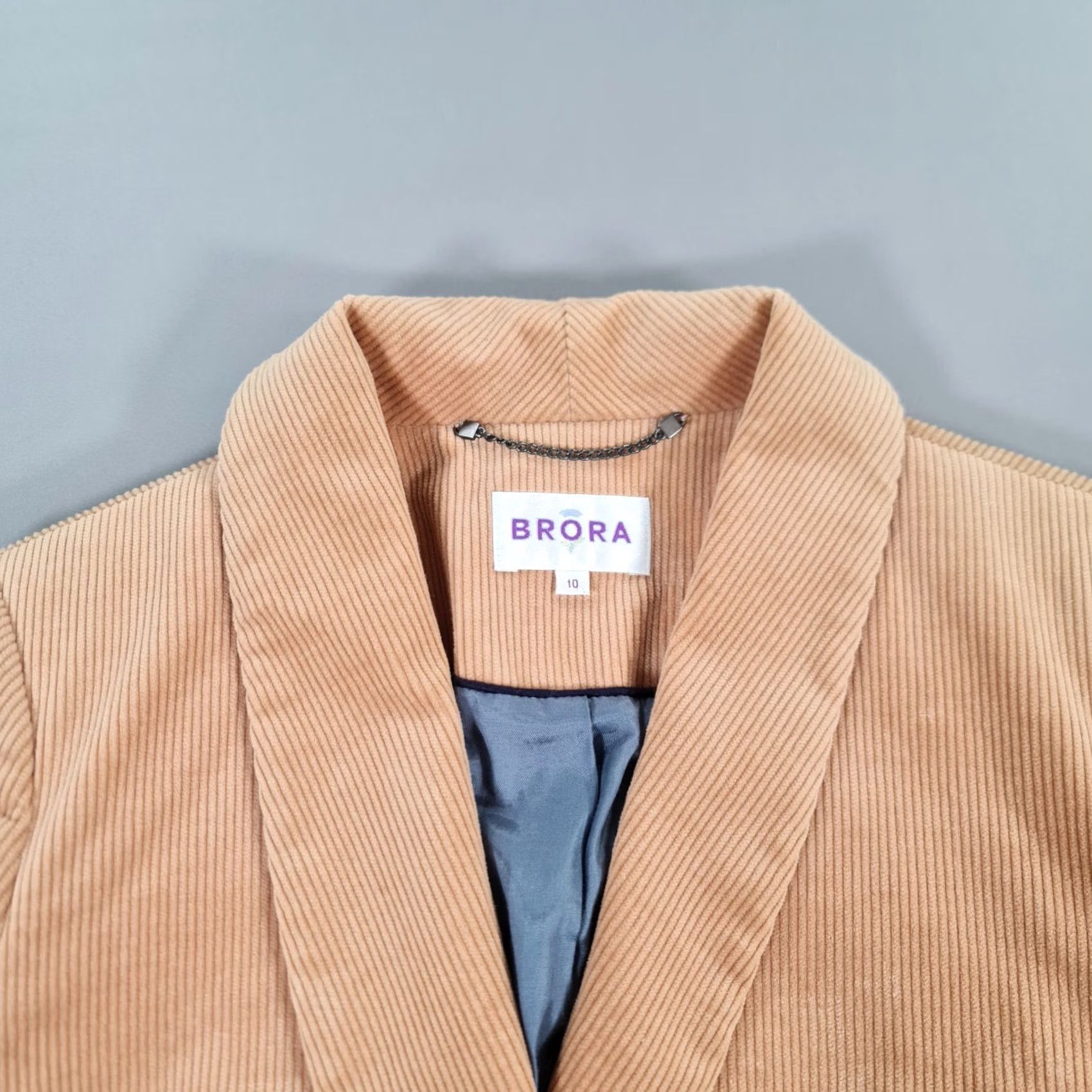 Vintage Brora Beige Blazer Womens 10 UK Corduroy Single Breasted Buttoned Jacket Mid-Length Casual Mens? No, Womens. Size L / US 10 / IT 46 - 2 Thumbnail