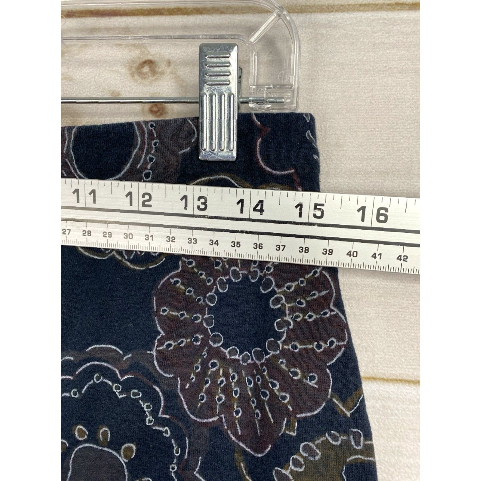 Vintage Fresh Produce Skirt S Navy Blue Floral Pull On Ruffle Hem Knee Length Casual Women's Skirt Size 28" / US 6 / IT 42 - 3 Thumbnail