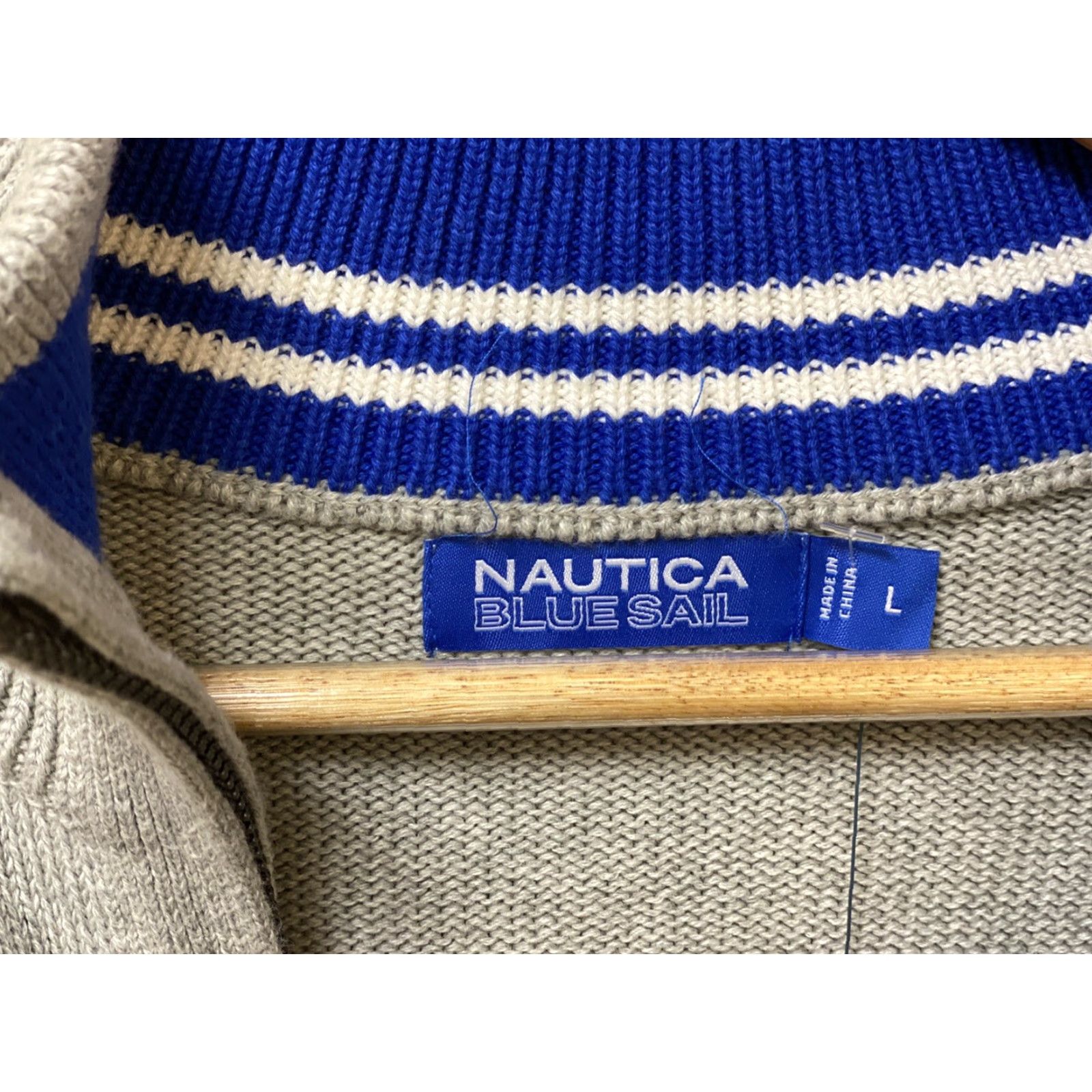 Nautica Nautica Men’s Large Gray Full Zip Sweater Racing Stripe Blue Sail NWT New Size US L / EU 52-54 / 3 - 5 Thumbnail
