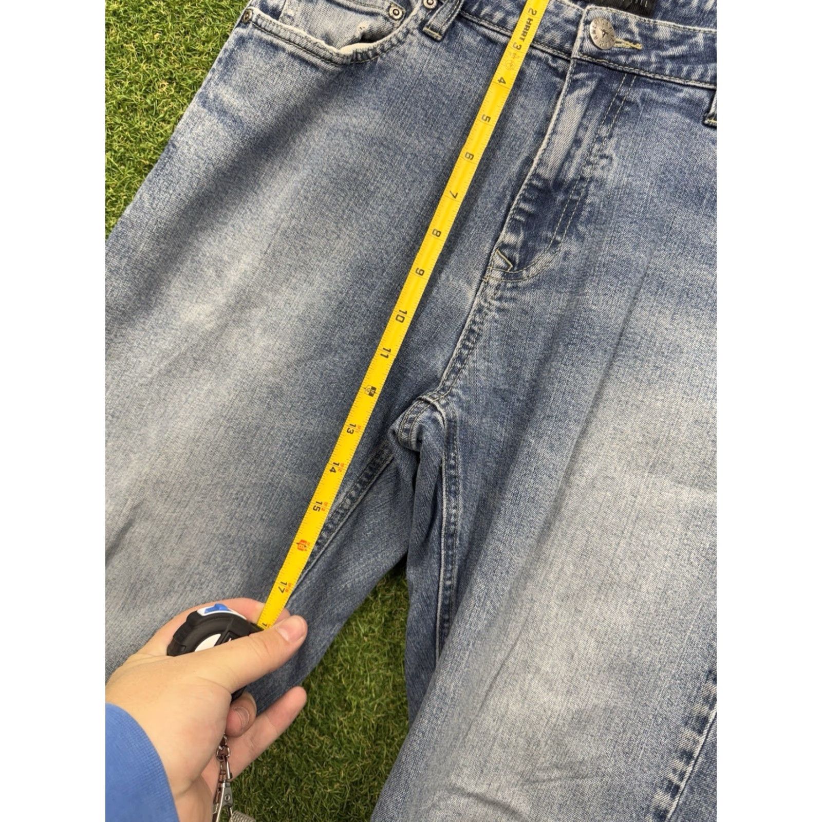 Vintage American Tall Jeans Mens 32x36 Carman Tapered Fit Light Wash Denim 5-Pocket Blue Mens Jeans Tapered Fit Carman 32x36 Size US 32 / EU 48 - 7 Thumbnail