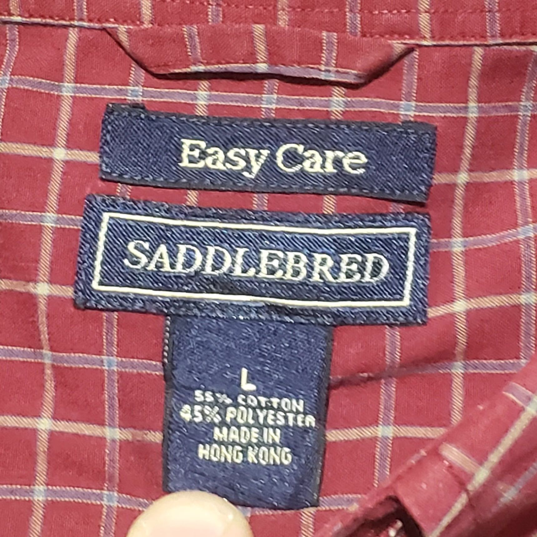 Vintage Saddlebred Shirt Button-Up Long Sleeve Red Checkered Adult Mens Size L Large Cotton Knit, Plaid, Button-Down, Pocket, Logo, American Theme Size US M / EU 48-50 / 2 - 3 Thumbnail