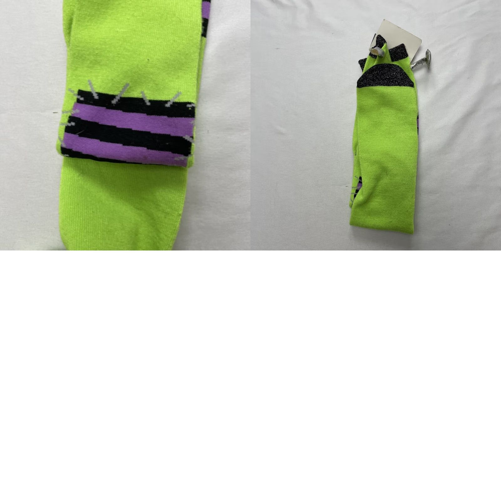 Vintage Bioworld Halloween Frankenstein Dress Up Crew Knee High Socks Womens 9-11 Adult Green Cotton Spandex Size M / US 6-8 / IT 42-44 - 8 Thumbnail