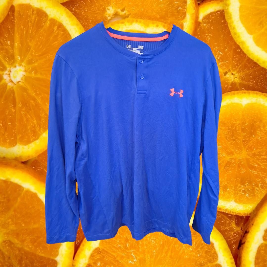 Under Armour Under Armour Blue Coldgear with Orange Logo Henley Size Larg Size US L / EU 52-54 / 3 - 1 Thumbnail