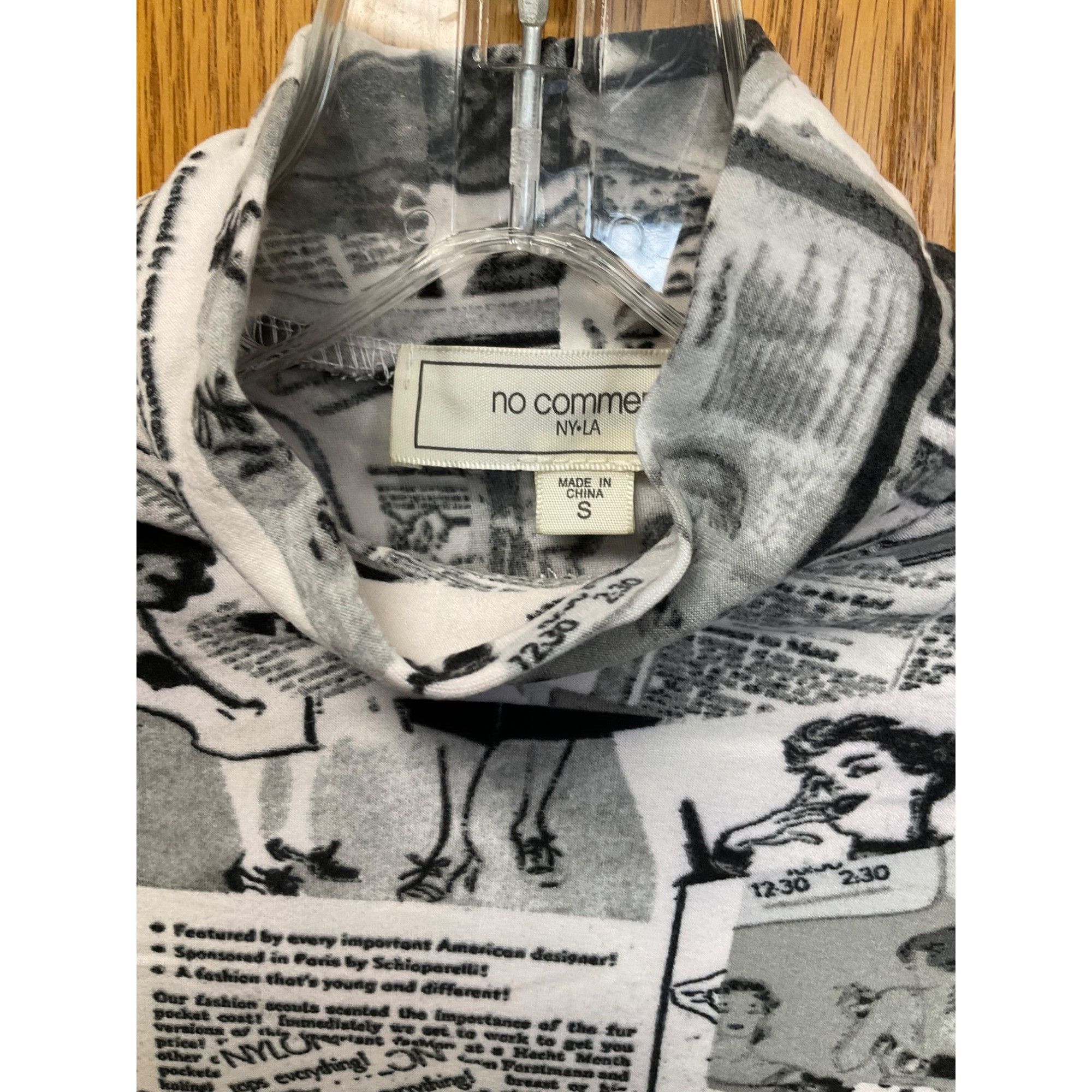 Other No Comment NY/LA Black & White Newspaper Print Long Sleeve C Size S / US 4 / IT 40 - 4 Thumbnail