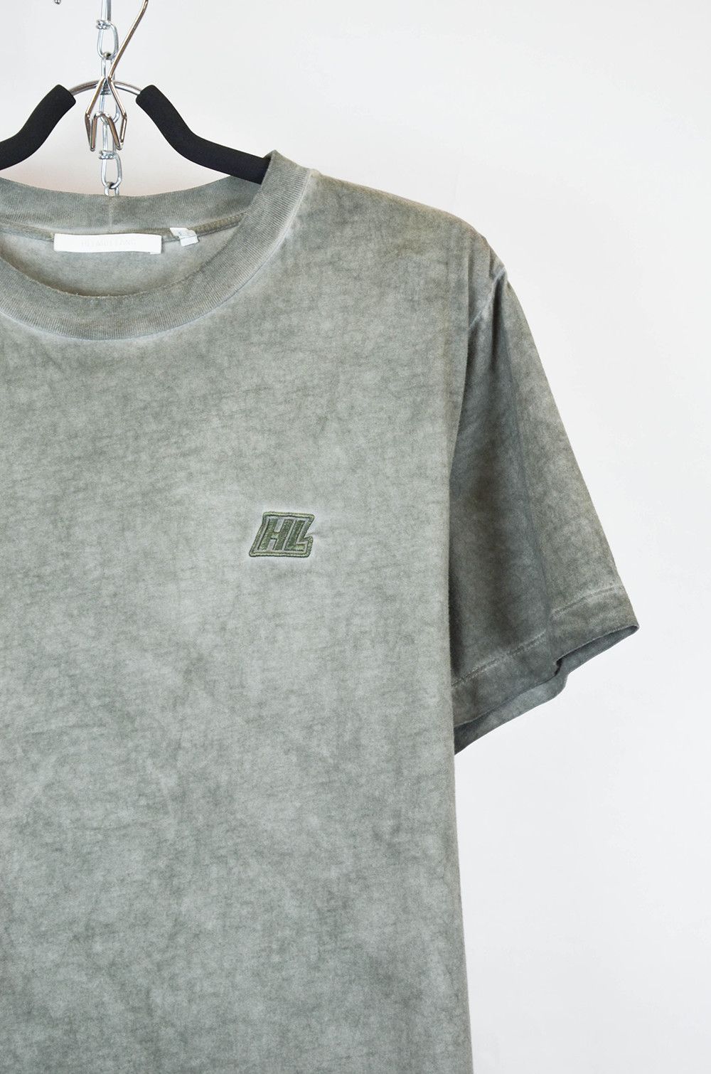 Helmut Lang Vintage Washed Olive Logo T-Shirt Size M