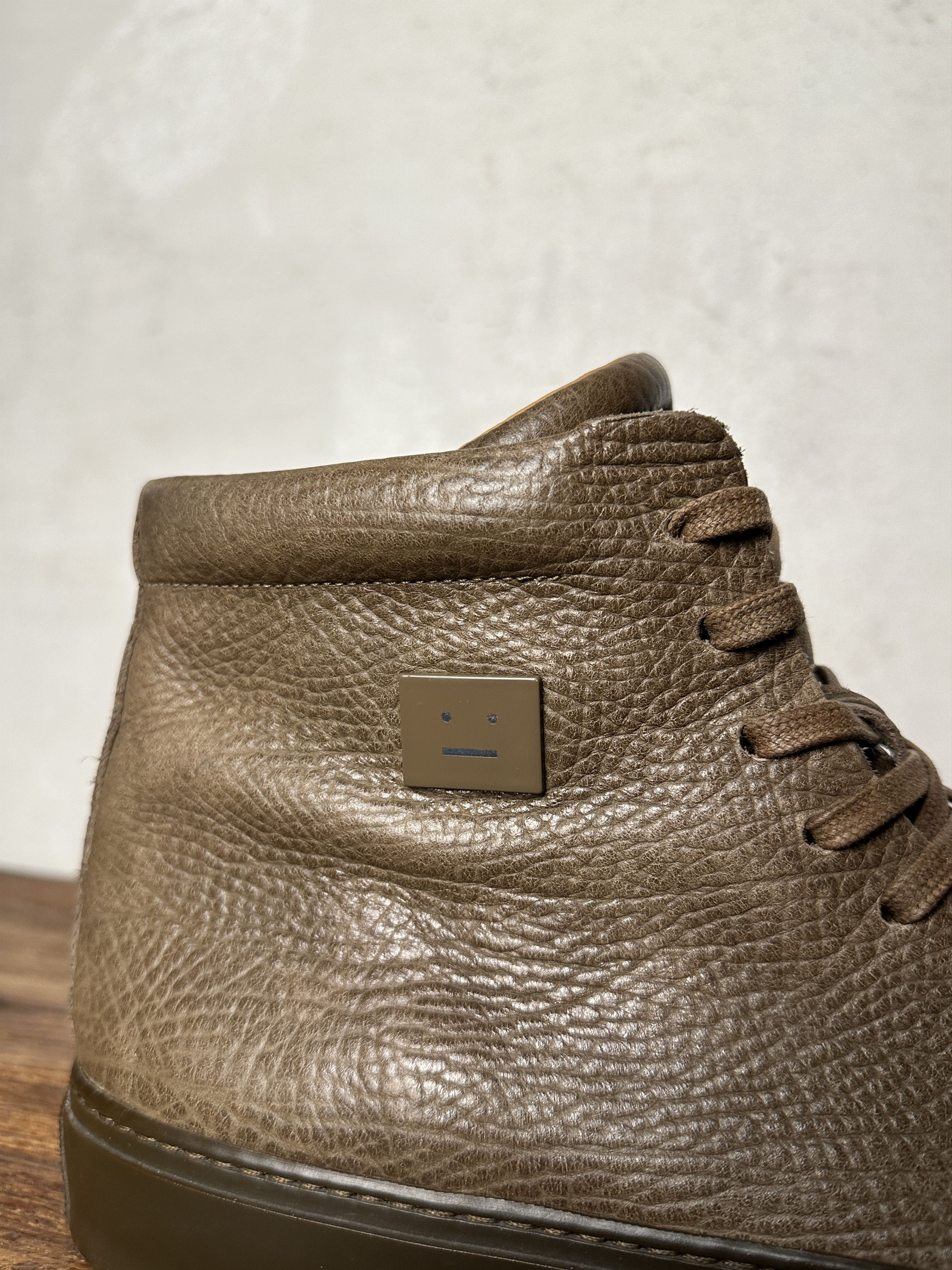 Acne Studios ACNE STUDIOS LOGO BROWN LEATHER HIGH TOP SNEAKERS Size US 10 / EU 43 - 9 Thumbnail