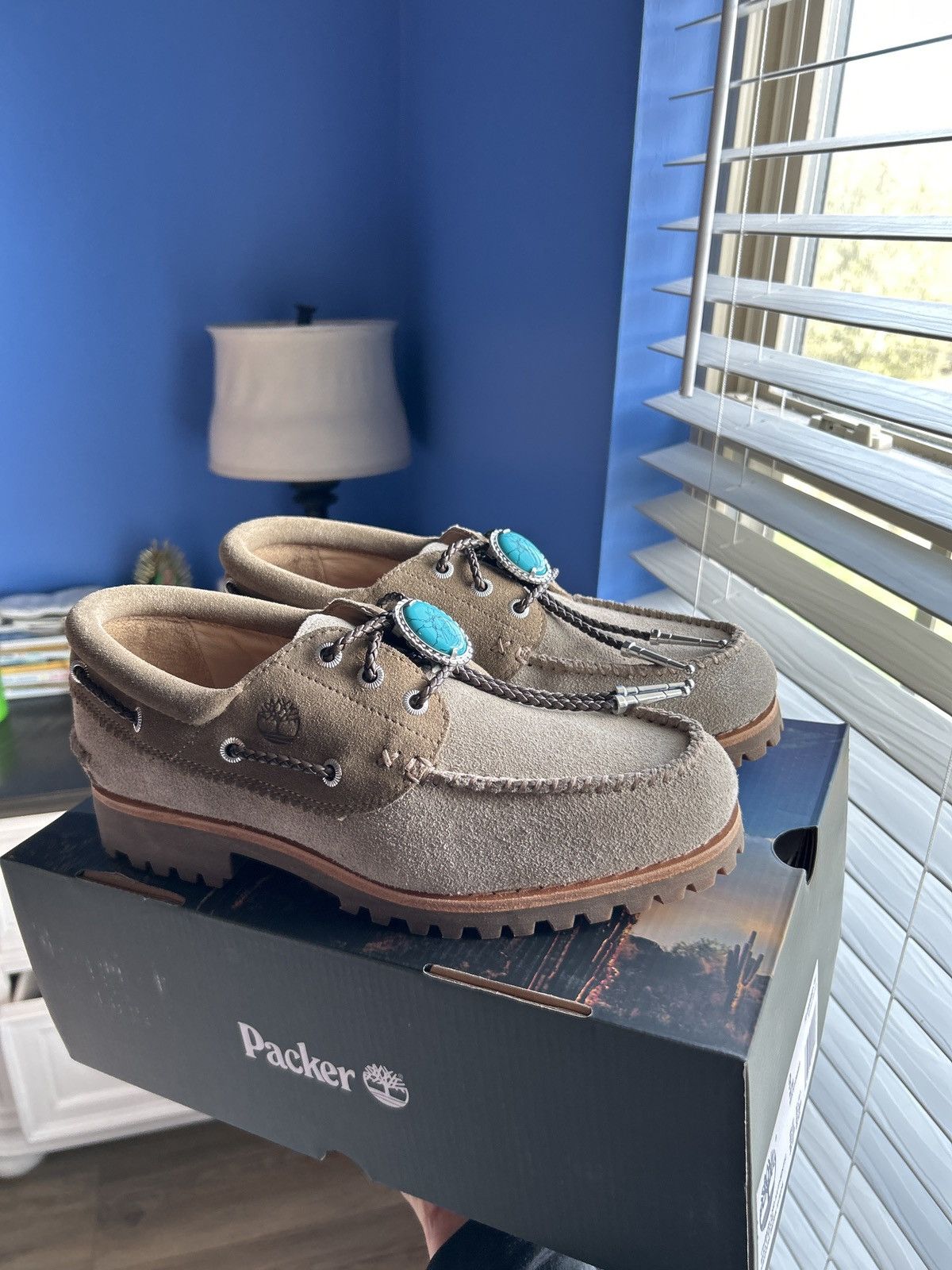 Packer Shoes × Timberland × Vintage PACKER X 3-EYE LUG HANDSEWN BOAT SHOE "SANTA FE" Size US 9 / EU 42 - 2 Thumbnail