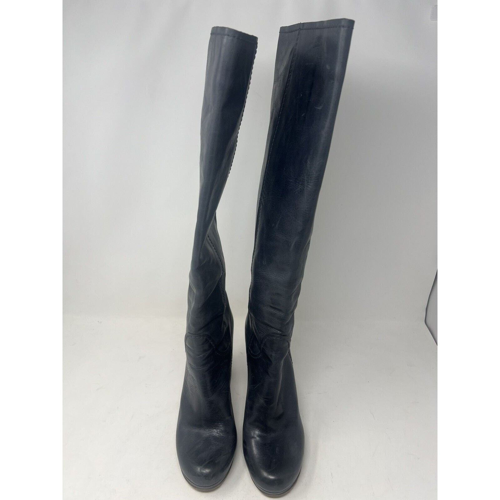 Chloe CHLOE Black Leather Wooden Heel Tall Boots, Size 39 Italy Size US 8.5 / IT 38.5 - 7 Thumbnail