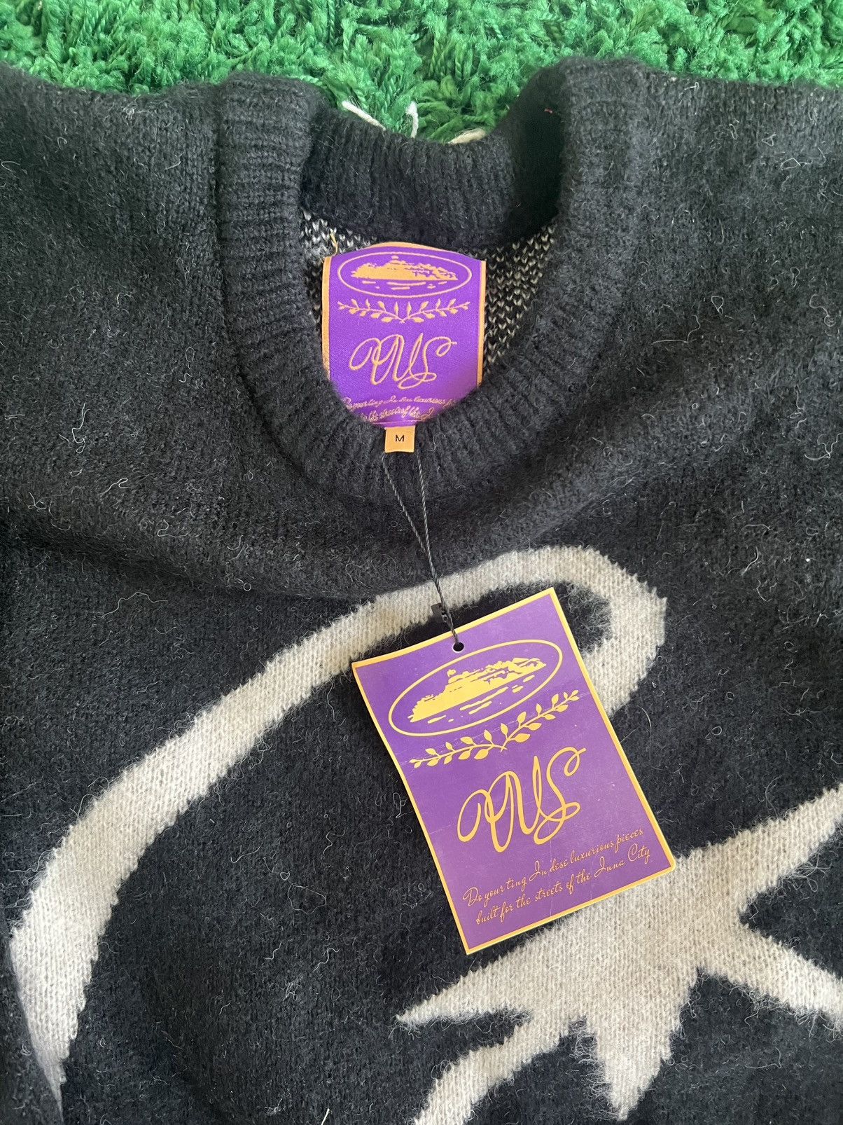 Corteiz mohair Mサイズ Corteiz C Star Gradient Mohair Knit Sweater Grey Men's