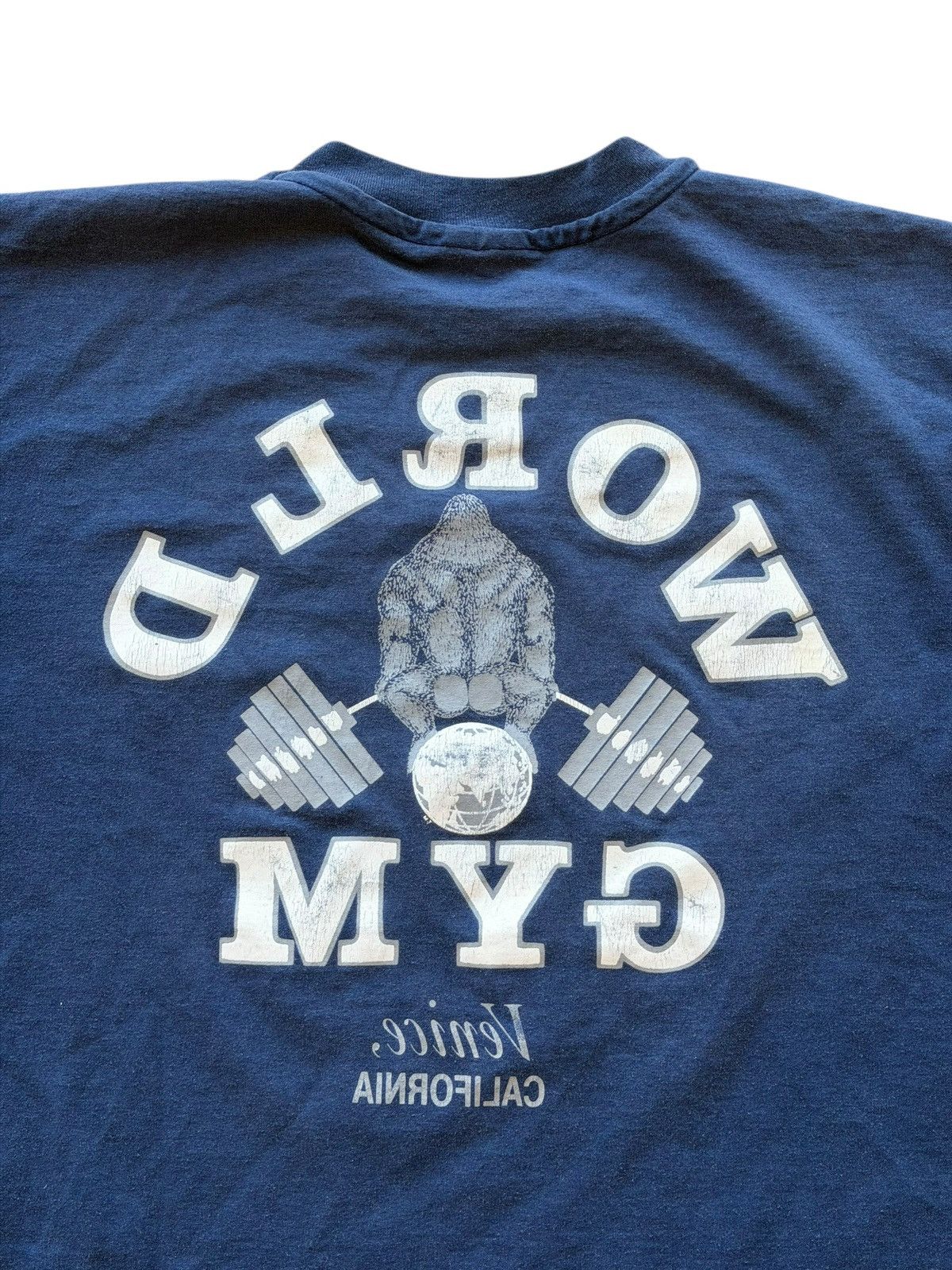 Vintage *RARE* 1980s 90s VINTAGE WORLD GYM GORILLA NAVY BODYBUILDING Size US XXL / EU 58 / 5 - 12 Thumbnail