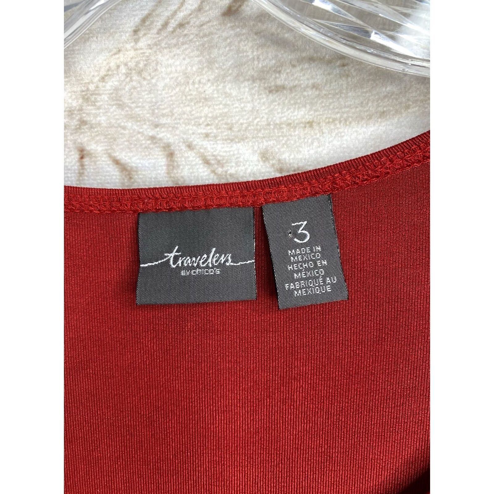 Vintage Chico's Tunic Shirt XL Red Long Sleeve Travel Knit Casual Scoop Neck - Regular Womens Size XL / US 12-14 / IT 48-50 - 3 Thumbnail