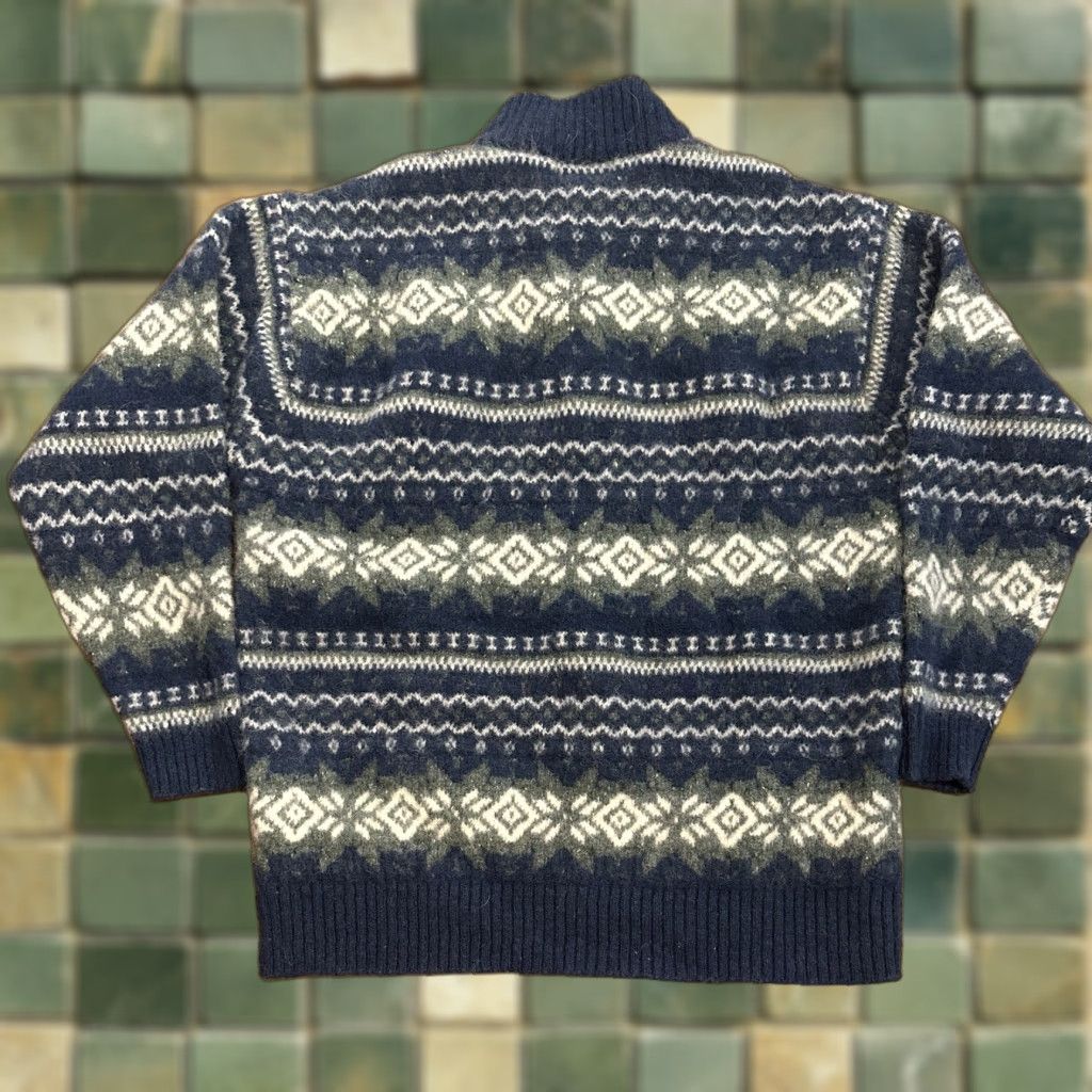 Pendleton VINTAGE Pendleton Shetland Wool 1/4 Zip Sweater Chunky Womens XL Aztec Geometric Blue Wool Pullover Size XL / US 12-14 / IT 48-50 - 1 Thumbnail