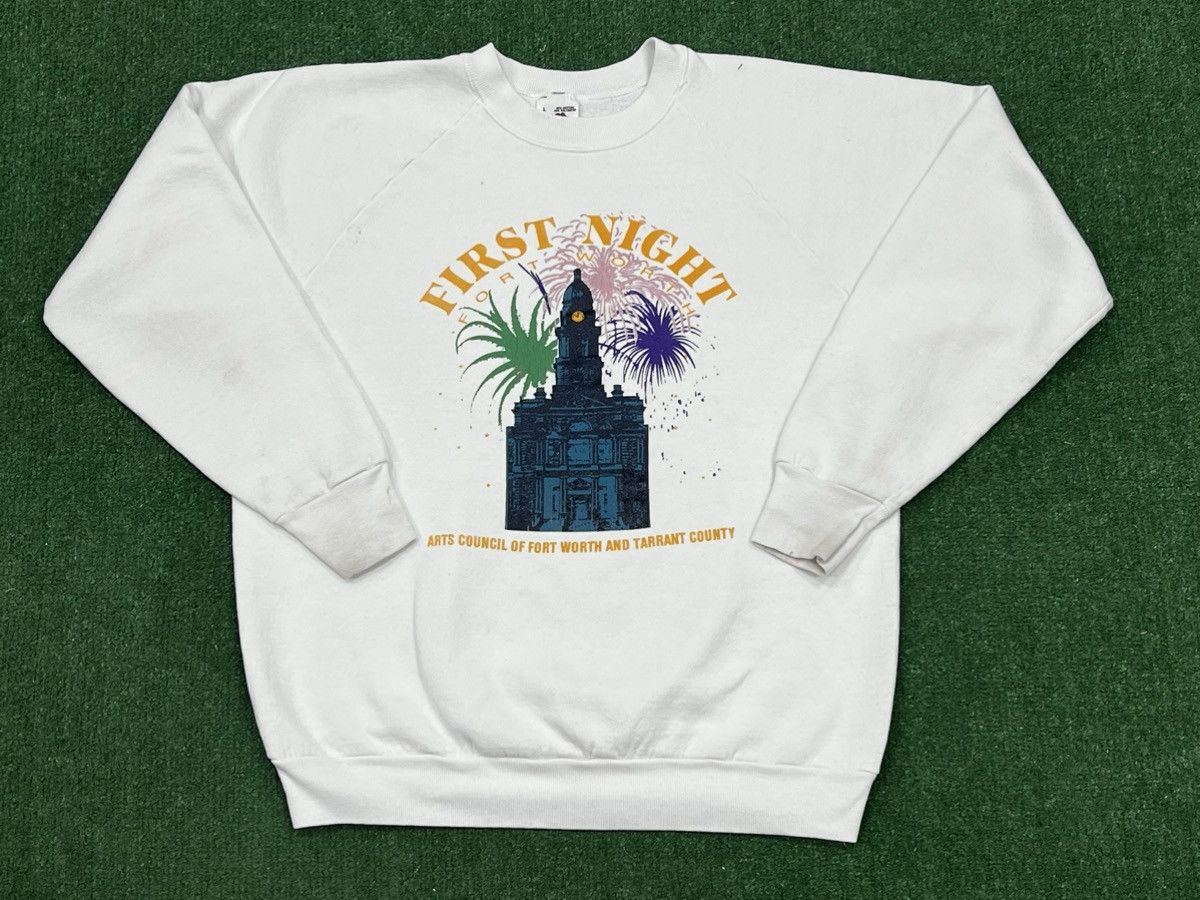 Fruit Of The Loom Vintage 90s First Night Fort Worth Crewneck Sweatshirt Size US L / EU 52-54 / 3 - 1 Thumbnail