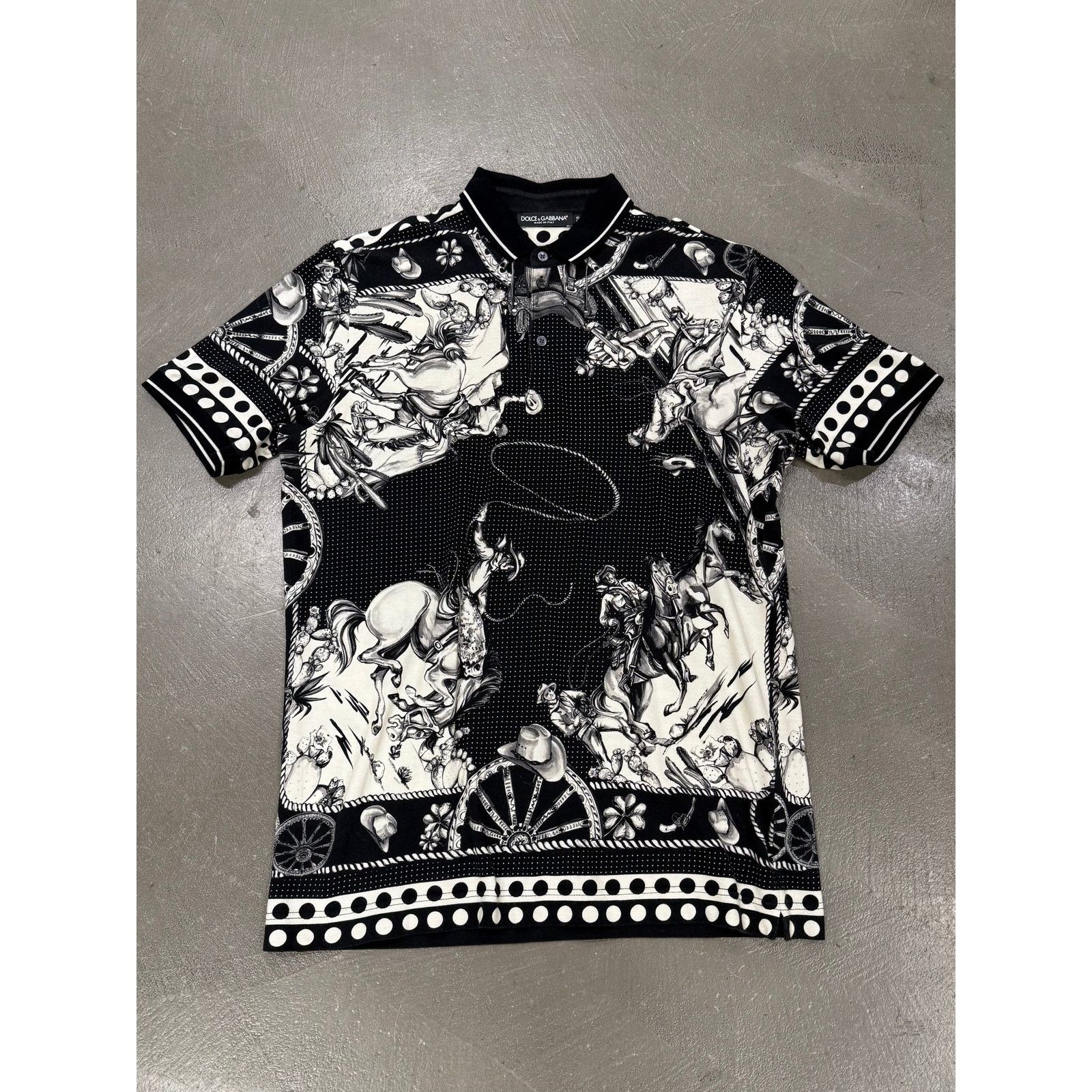 Dolce & Gabbana F/W 2016 Dolce & Gabbana Western-print Piqué Polo Shirt Size US M / EU 48-50 / 2 - 1 Thumbnail