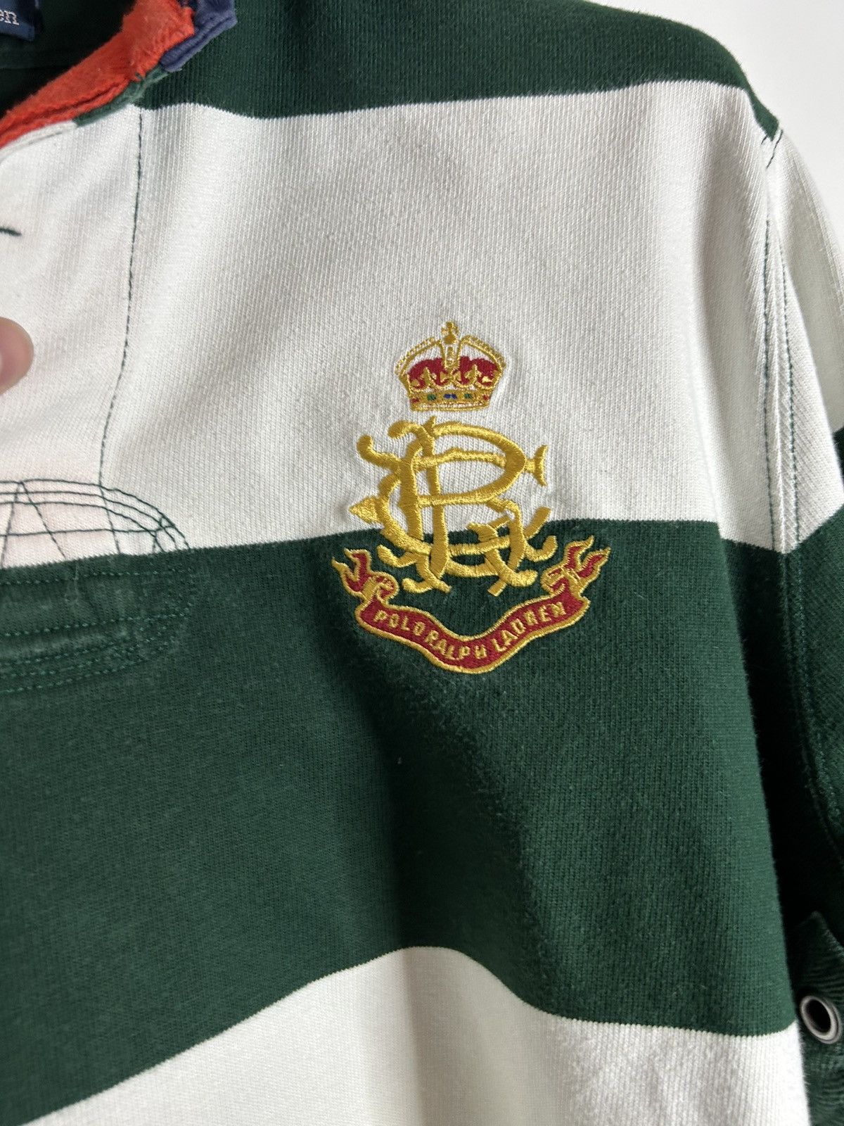 Polo Ralph Lauren × Ralph Lauren × Vintage Vintage 90s Polo Striped Boxy Rugby Polo Long Sleeve Shirt Size US L / EU 52-54 / 3 - 3 Thumbnail