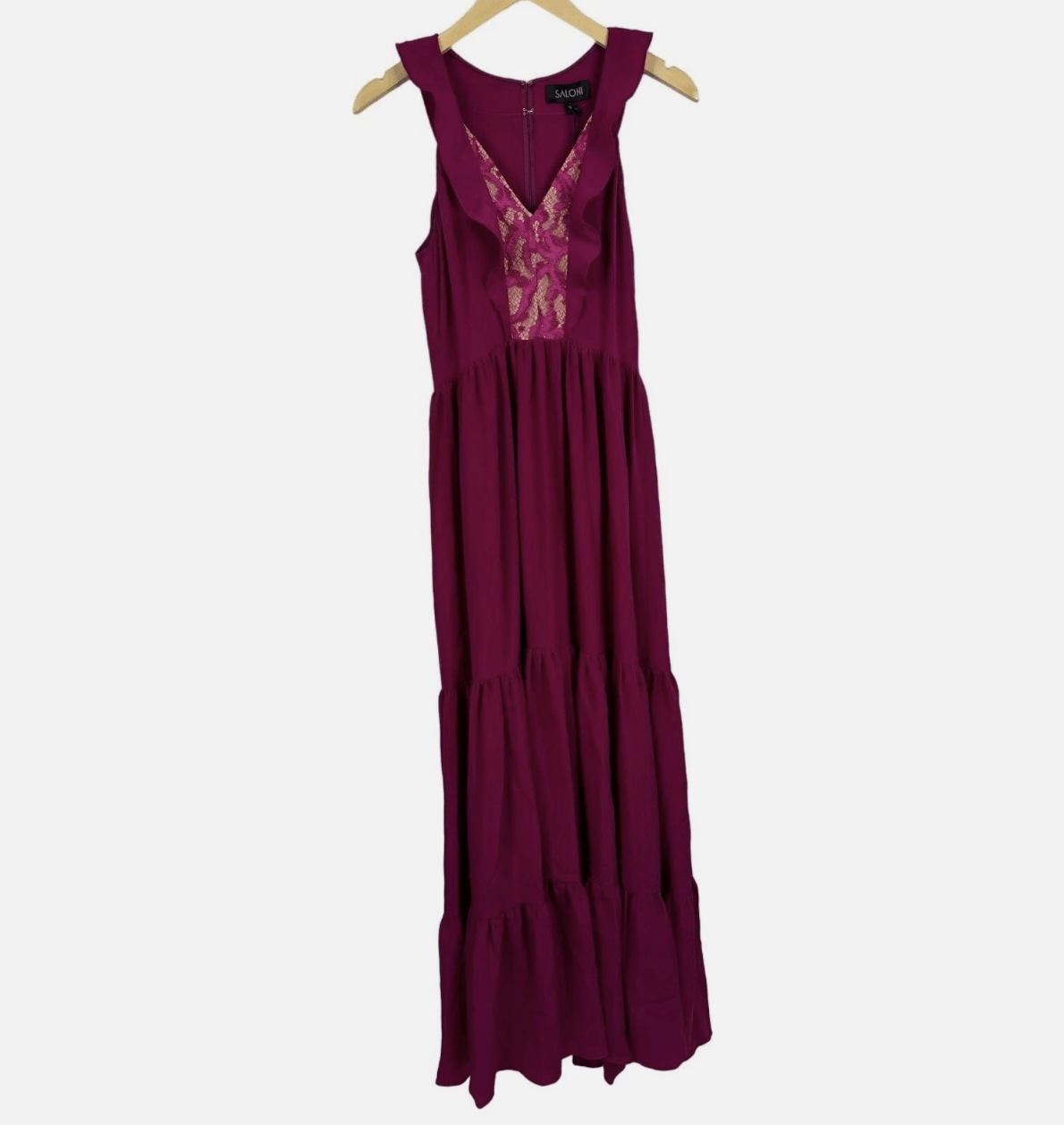 Other SALONI Suzi Berry Crinkle Crepe Lace Maxi Dress NWT Size M / US 6-8 / IT 42-44 - 6 Thumbnail