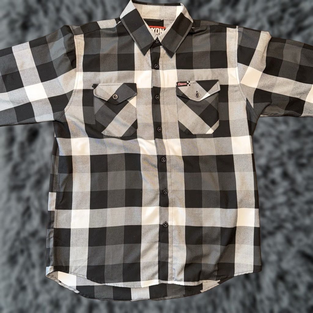 Vintage Dixxon Flannel Finish Line Button Down Shirt Mens Large Plaid Black White Button-Up Casual Travel Long Sleeve Size US L / EU 52-54 / 3 - 1 Thumbnail