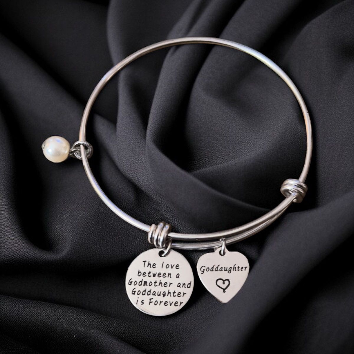 Other Silver tone Goddaughter expandable bangle charm bracelet Size ONE SIZE - 1 Thumbnail
