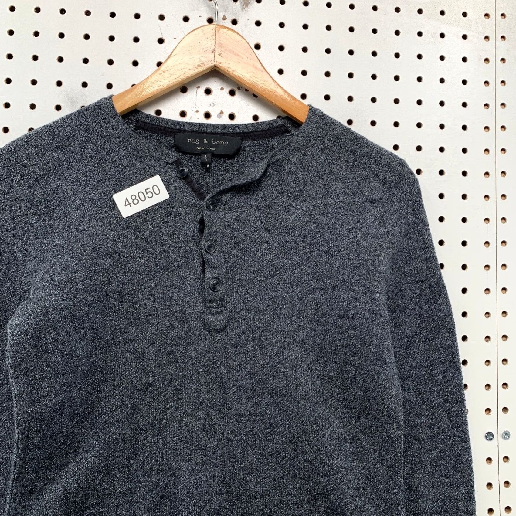 Rag & Bone Rag & bone Thermal Henley Top Womens L Gray Long Sleeve Casual Shirt Size L / US 10 / IT 46 - 6 Thumbnail