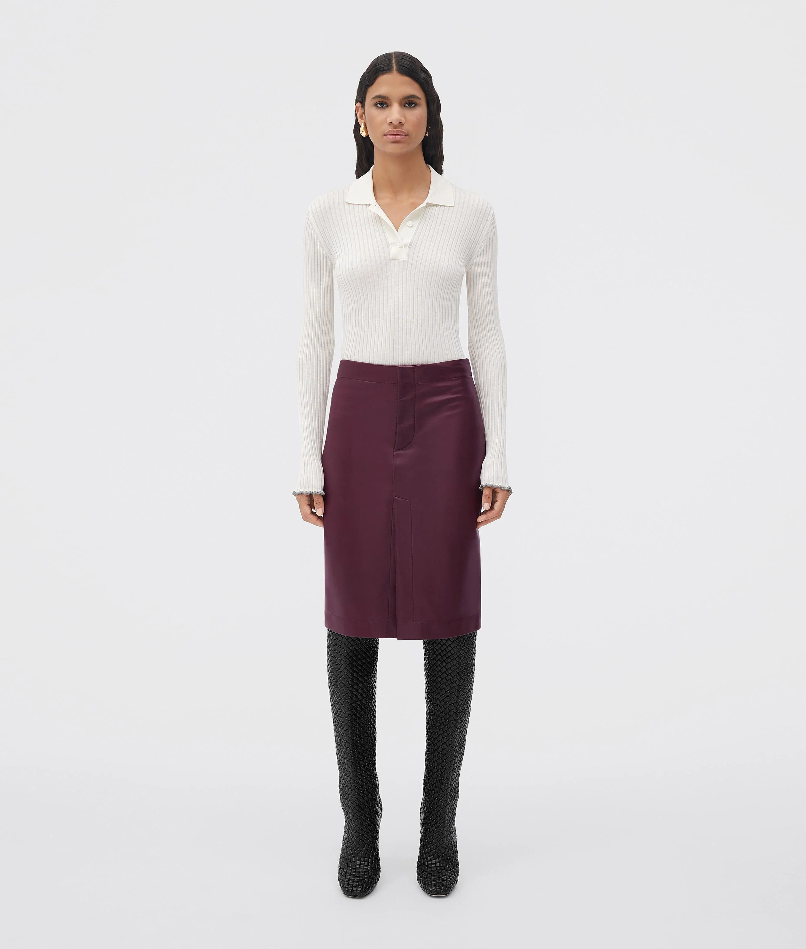 o1loc1c0324 709864 Silk Cashmere Ribbed Polo in White