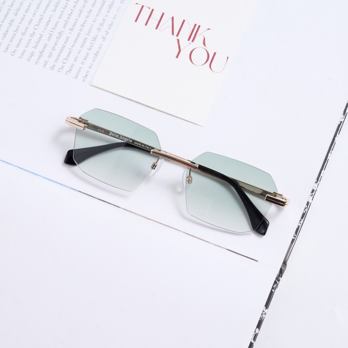Palm Angels PALM ANGELS QUARTZ GOLD GREEN GRADIENT SUNGLASSES Size ONE SIZE - 5 Thumbnail