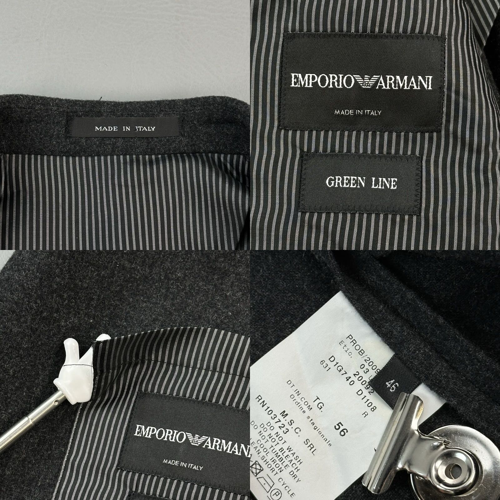 Emporio Armani VINTAGE Emporio Armani Blazer Mens 46 Wool Charcoal Gray Made in Italy Size 46R - 8 Thumbnail