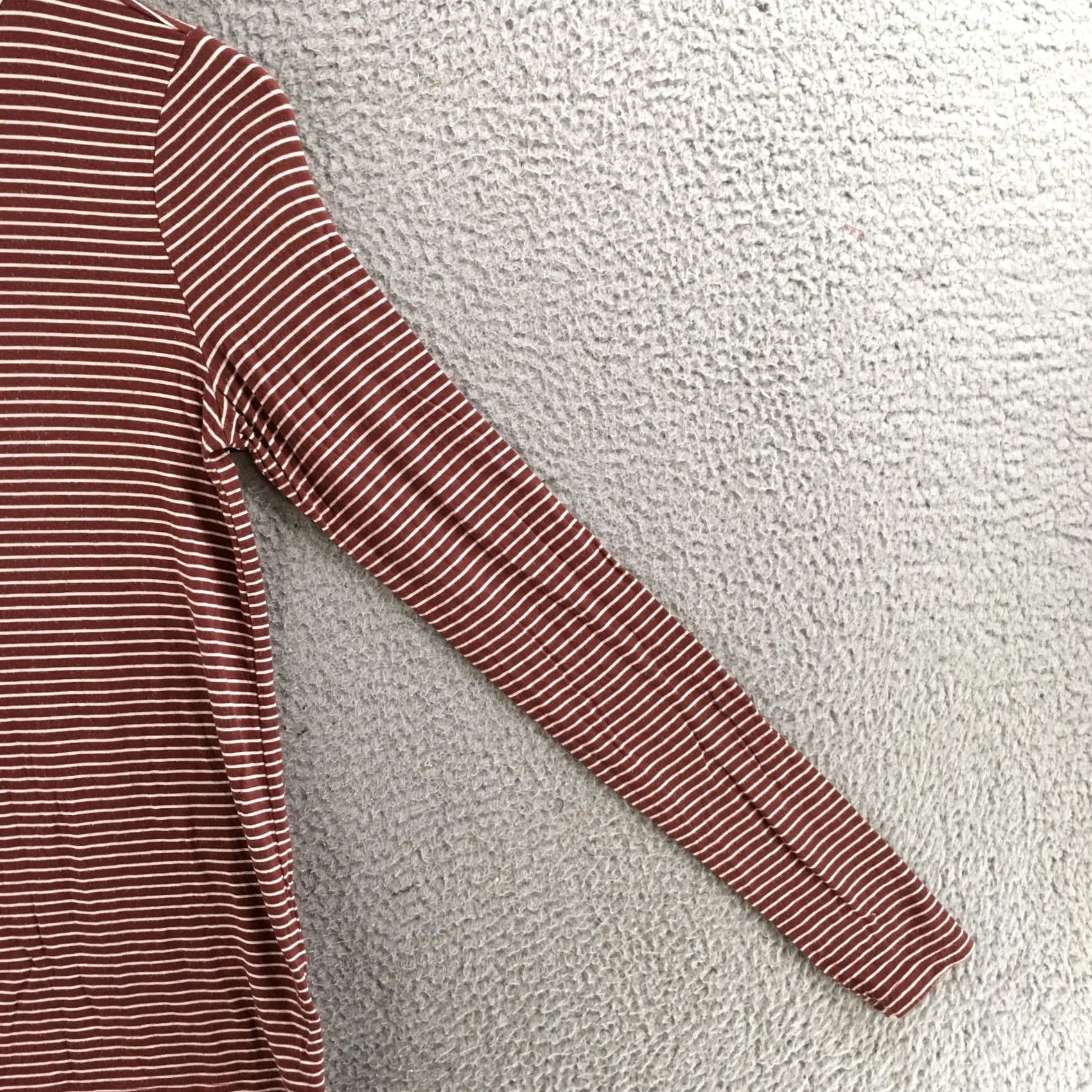 American Eagle Outfitters American Eagle Outfitters Turtleneck Top Womens S Brown Striped Long Sleeve Pullover Casual Size S / US 4 / IT 40 - 4 Thumbnail
