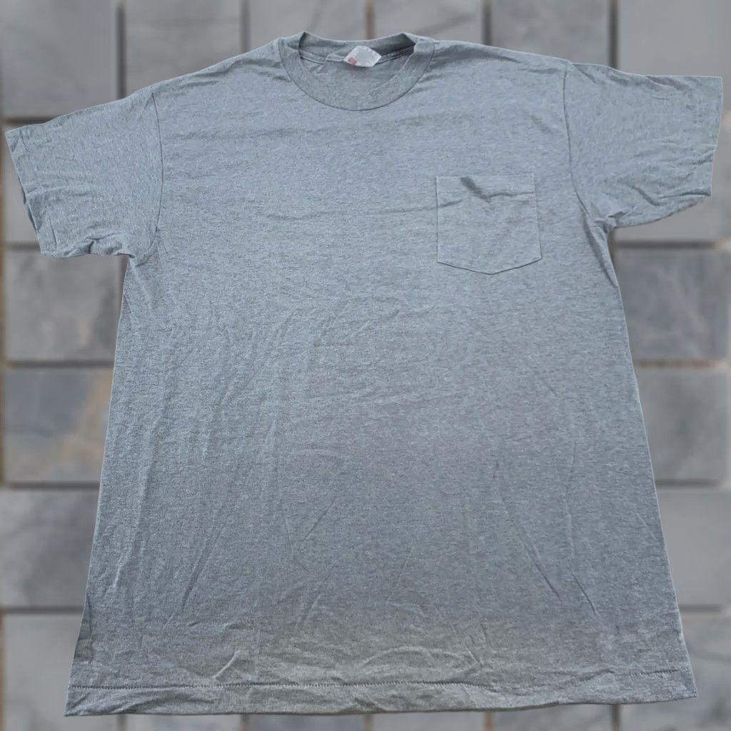 Hanes Hanes Shirt Mens M Heather Gray Pocket Crew Neck Cotton Polyester Pocket Shirt M Gray Mens Size US M / EU 48-50 / 2 - 1 Thumbnail