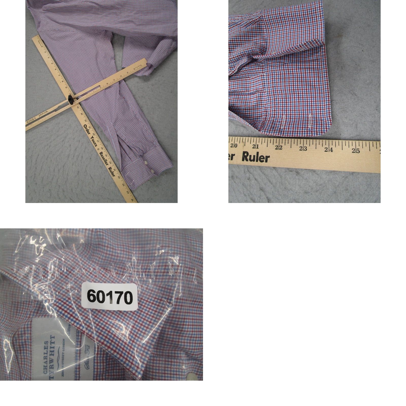 Charles Tyrwhitt Charles Tyrwhitt Shirt Mens 17 35 Red Blue Check Slim Fit Cotton Dress Shirt long sleeve Size 34R - 8 Thumbnail