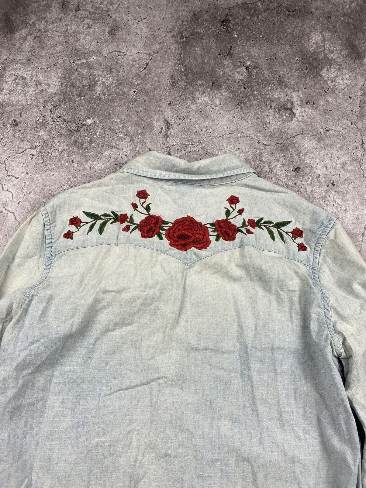 Denim & Supply Ralph Lauren × Polo Ralph Lauren × Vintage Vintage Ralph Lauren Denim Supply roses embroider logo shirt Size US S / EU 44-46 / 1 - 8 Thumbnail