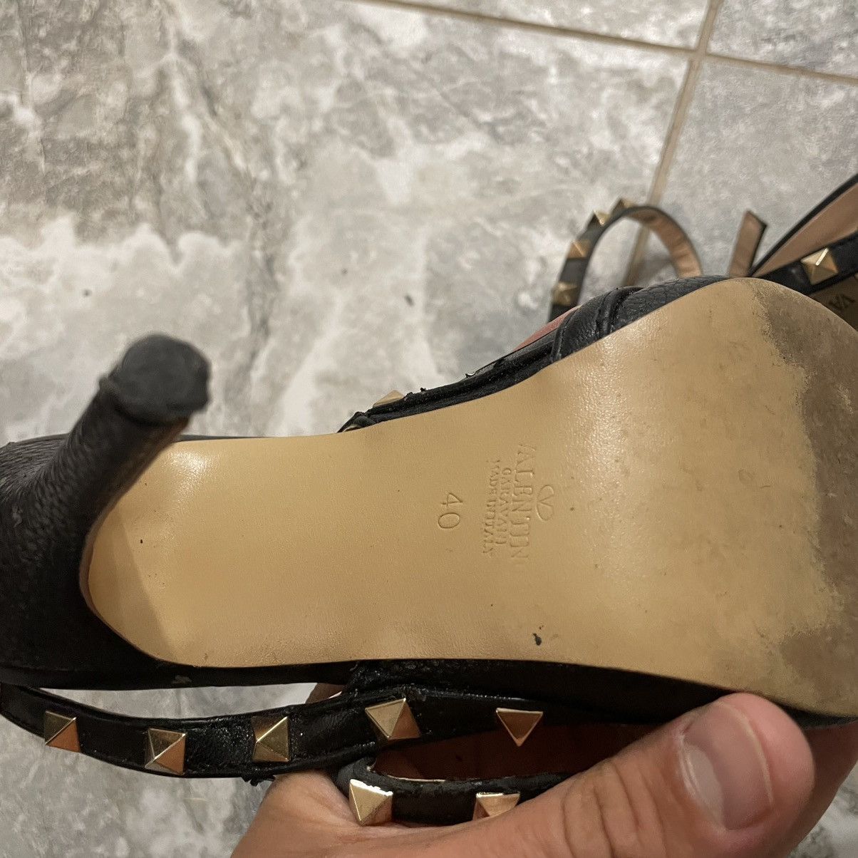 Valentino Valentino Garavani Rockstud Slingback Stiletto Leather Heels Size US 10 / IT 40 - 10 Thumbnail