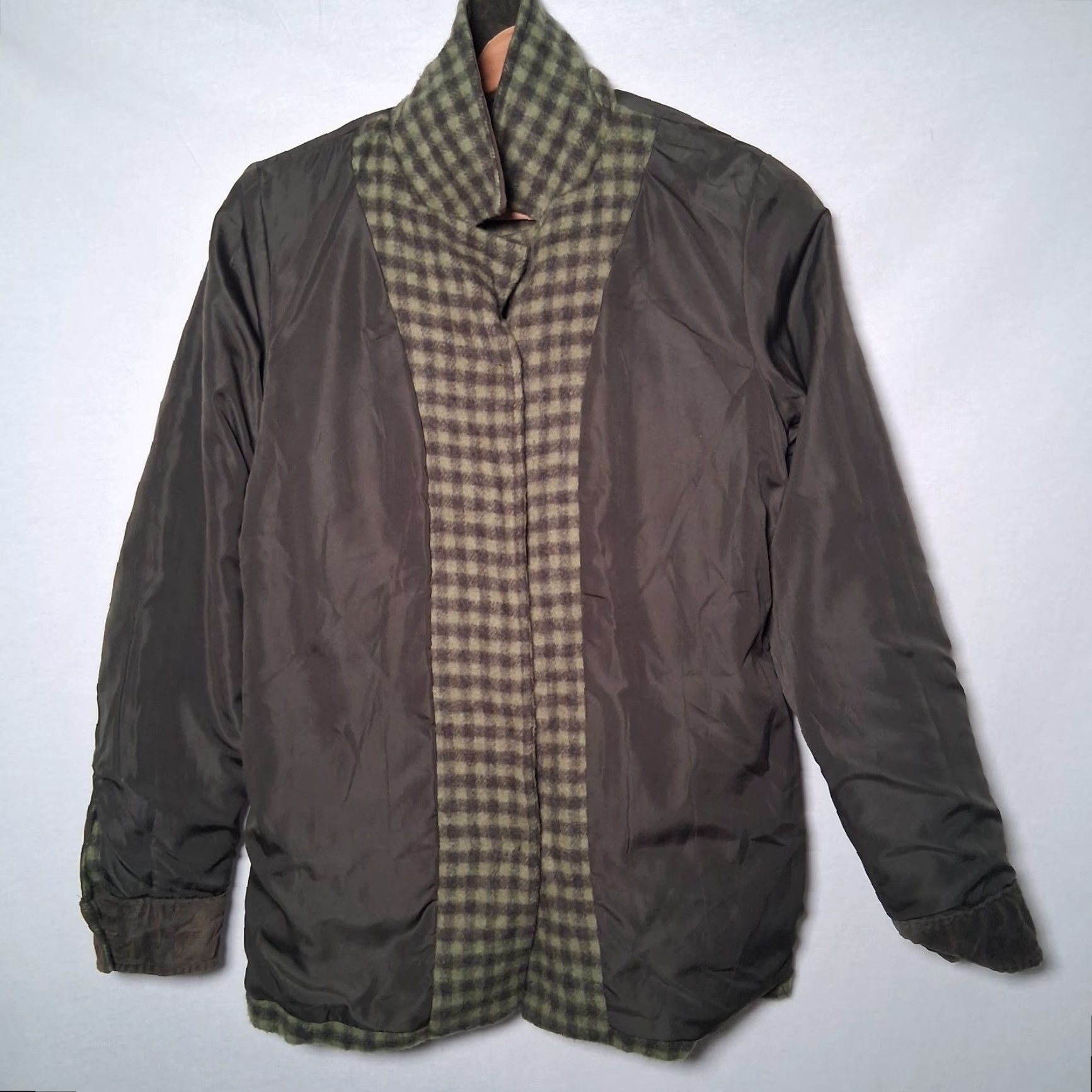 Denim & Co. VINTAGE Denim & Co Shirt Jacket Women S Green Plaid Wool Blend Button Up Size S / US 4 / IT 40 - 7 Thumbnail