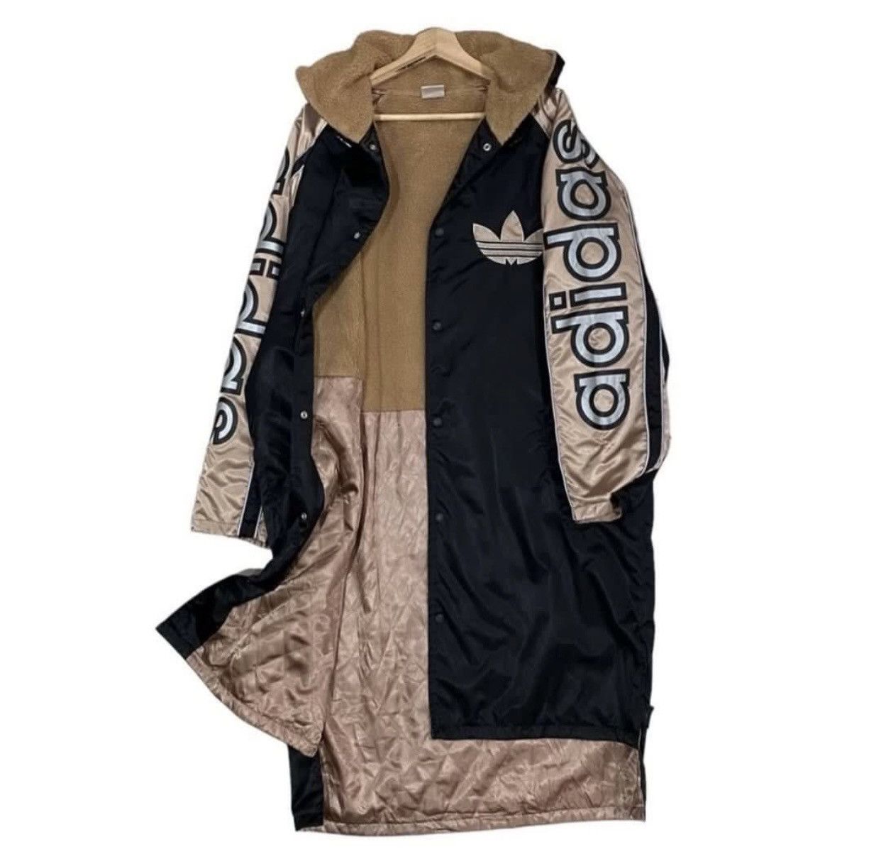 Adidas × Japanese Brand 🔥VINTAGE ADIDAS TREFOIL BIG LOGO GOLD SHERPA PARKA JACKET Size US L / EU 52-54 / 3 - 4 Thumbnail