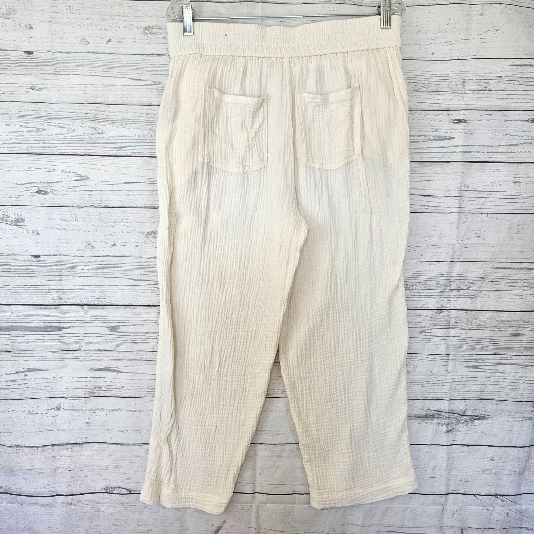 Soft Surroundings Soft Surroundings Womens Gauze Cropped Pants Sz Medium Cream Pull On Size 32" / US 10 / IT 46 - 5 Thumbnail
