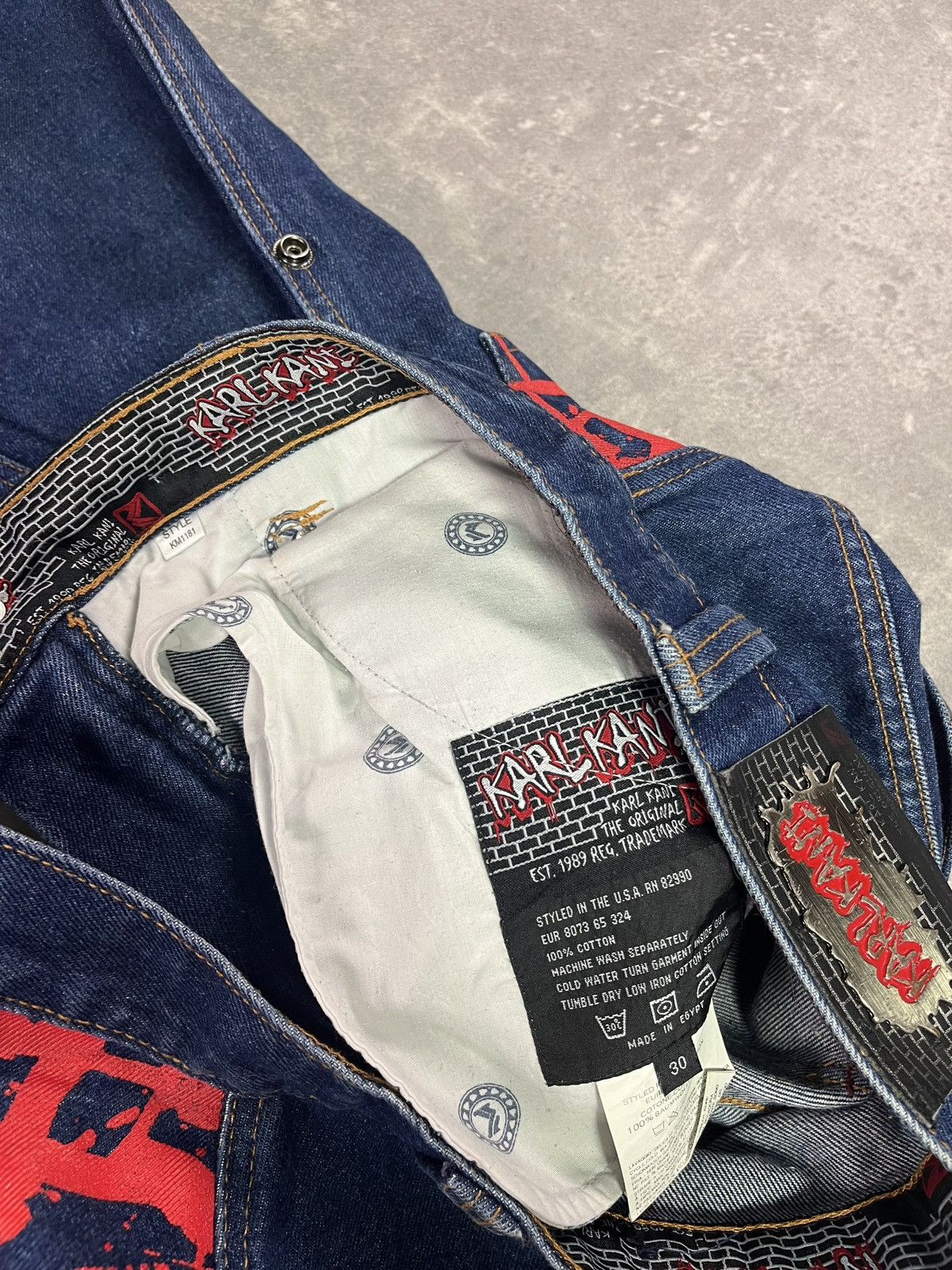 Karl Kani Karl Kani Printed Big Pockets Logo Long Denim Jorts Shorts Size US 30 / EU 46 - 9 Thumbnail