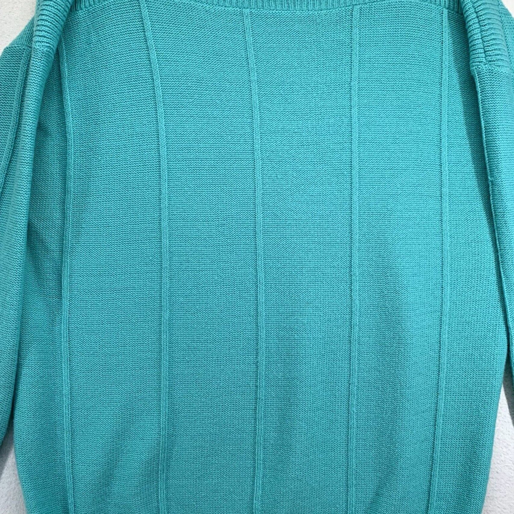 Altea VINTAGE Just For You Sweater Women's Plus Size 22 Teal Knit Full Zip Long Sleeve Made in USA Size 3XL / US 20-22 - 5 Thumbnail