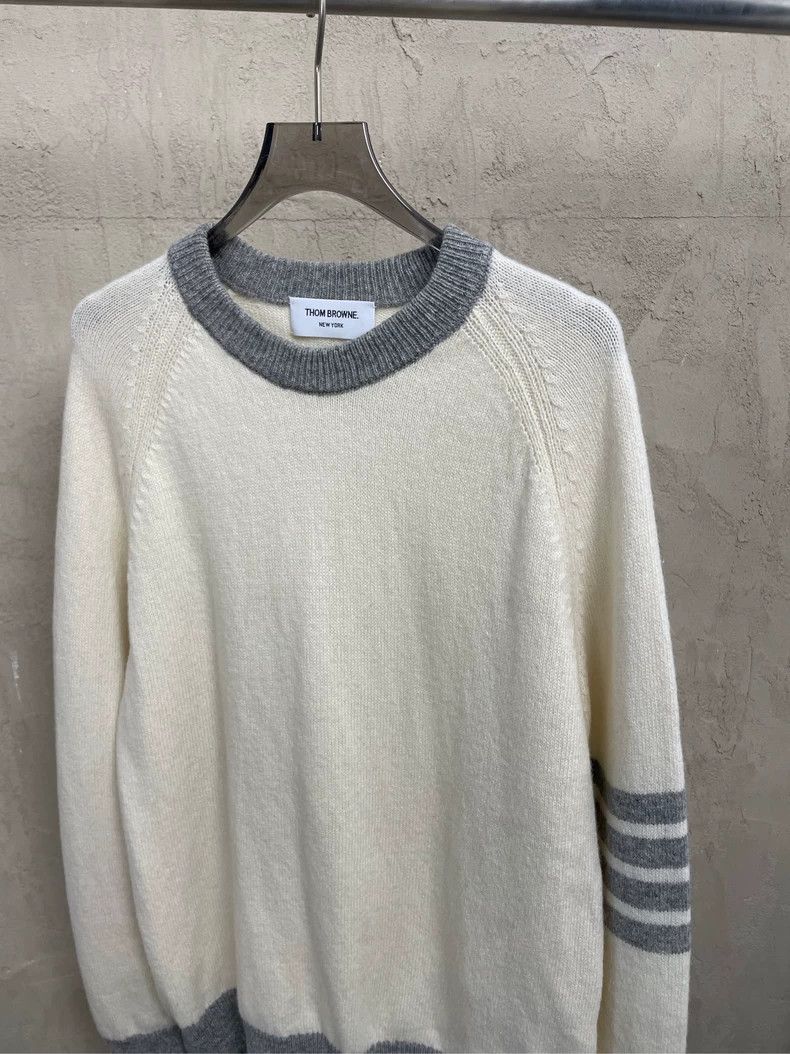 Thom Browne Thom browne Beige four-striped wool sweater 2504-Nextarrow Size US M / EU 48-50 / 2 - 3 Thumbnail
