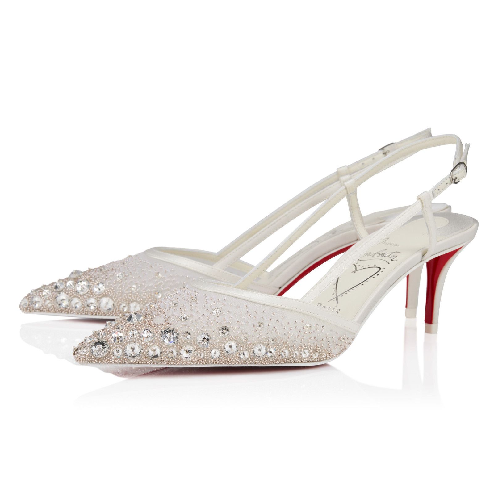 Christian Louboutin Miss Z Sling Sparkling 60 Ivory Pump 38 in White, Women's