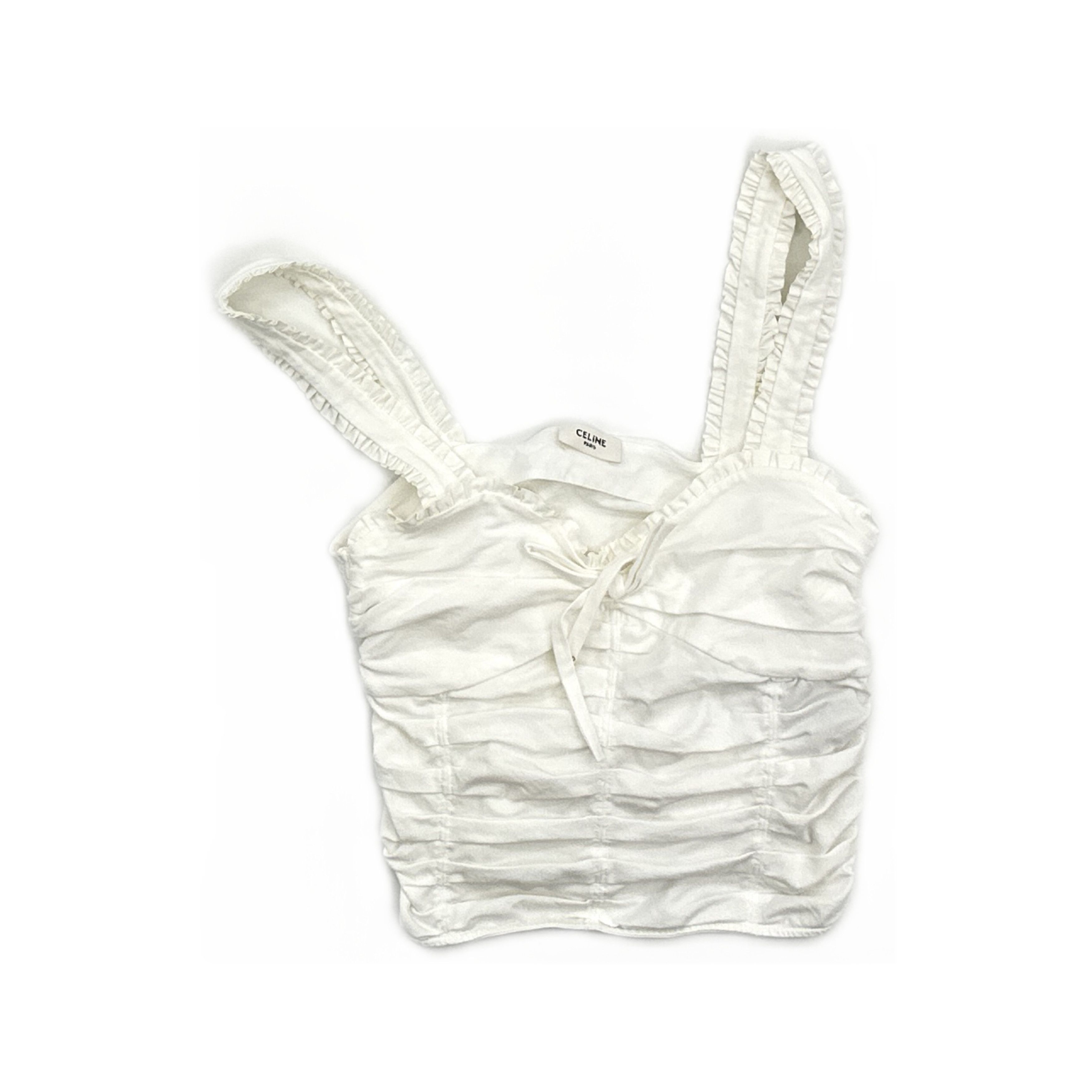 Celine Celine Ruffled Cotton Tank Top Size M Size M / US 6-8 / IT 42-44 - 1 Thumbnail