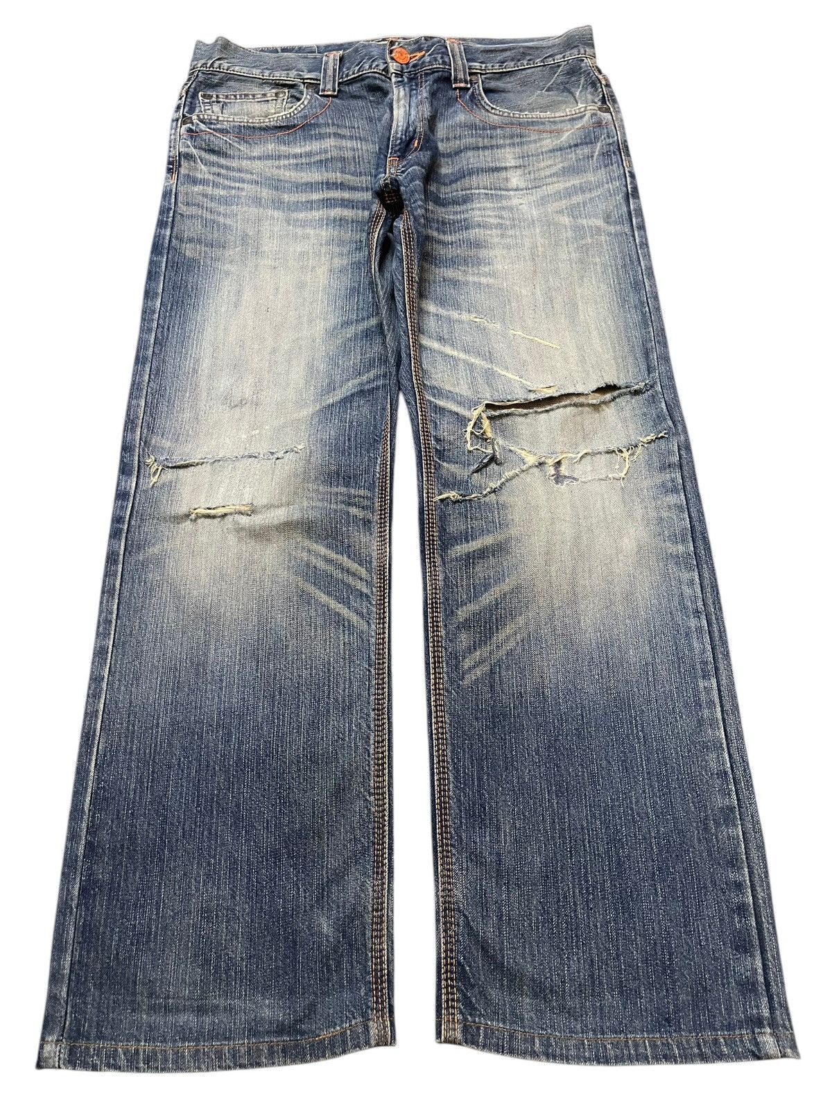 Edwin Vintage Edwin Faded Wash Style Distressed Baggy Jeans Size US 36 / EU 52 - 1 Thumbnail