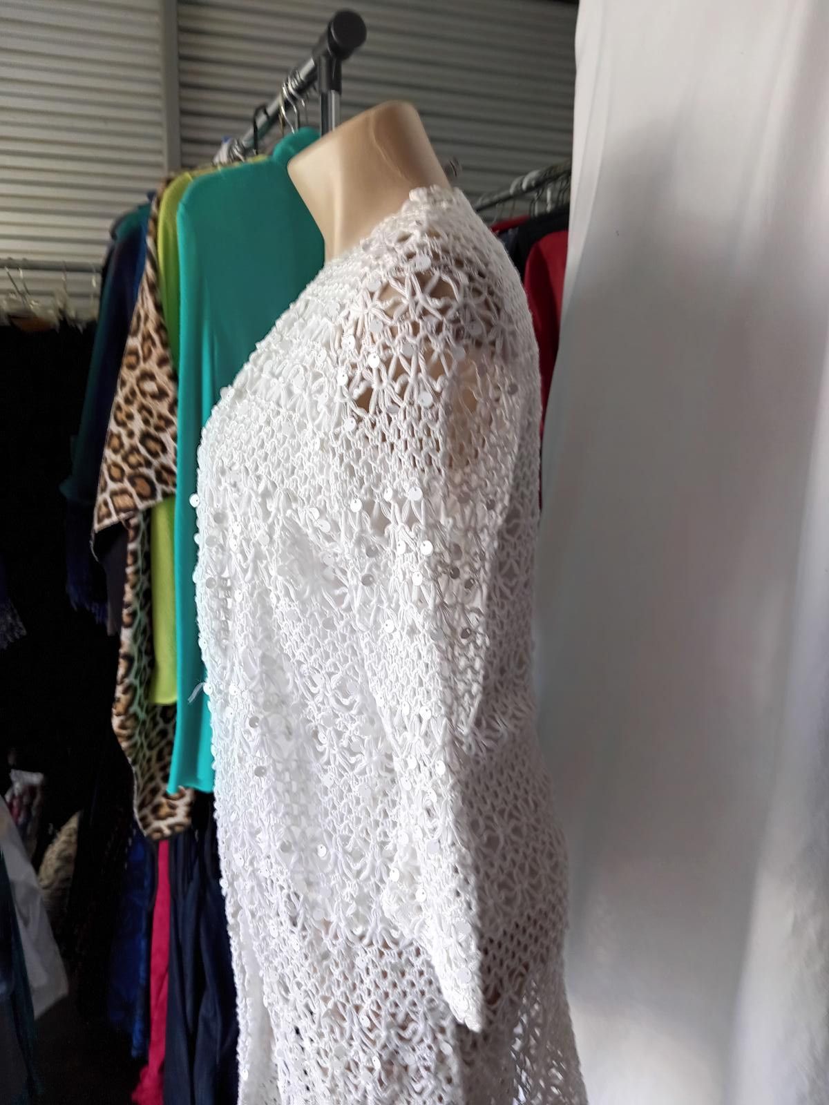 Designer Chic Crochet Open Cardigan Size S / US 4 / IT 40 - 2 Thumbnail