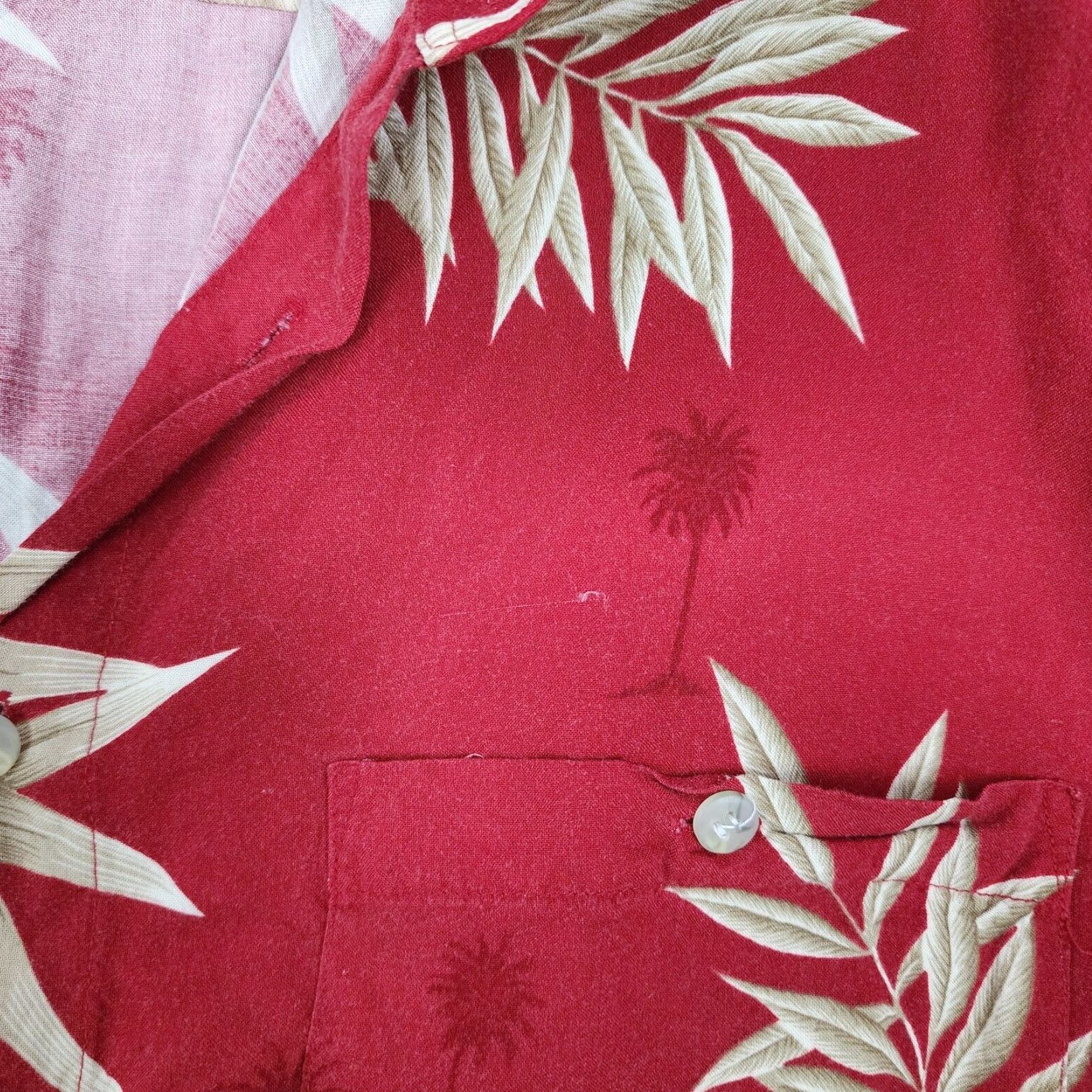 Vintage Mens Hawaiian Shirt Red Floral Short Sleeve Button Up Extra Large XL Size US 33 - 5 Thumbnail
