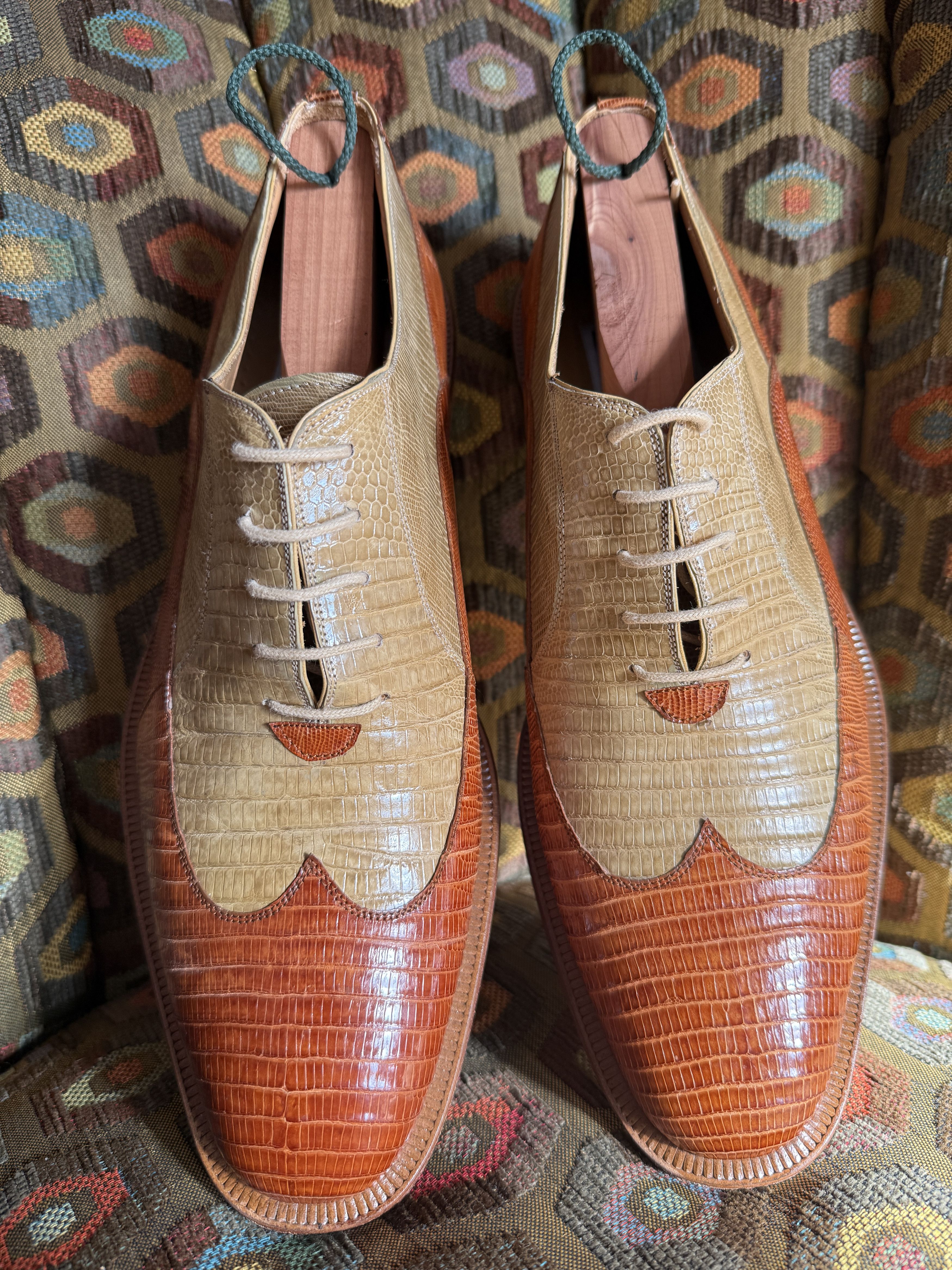 David Eden TWIST teju lizard spectators caramel/bone + box, bag, trees Size US 9 / EU 42 - 3 Thumbnail