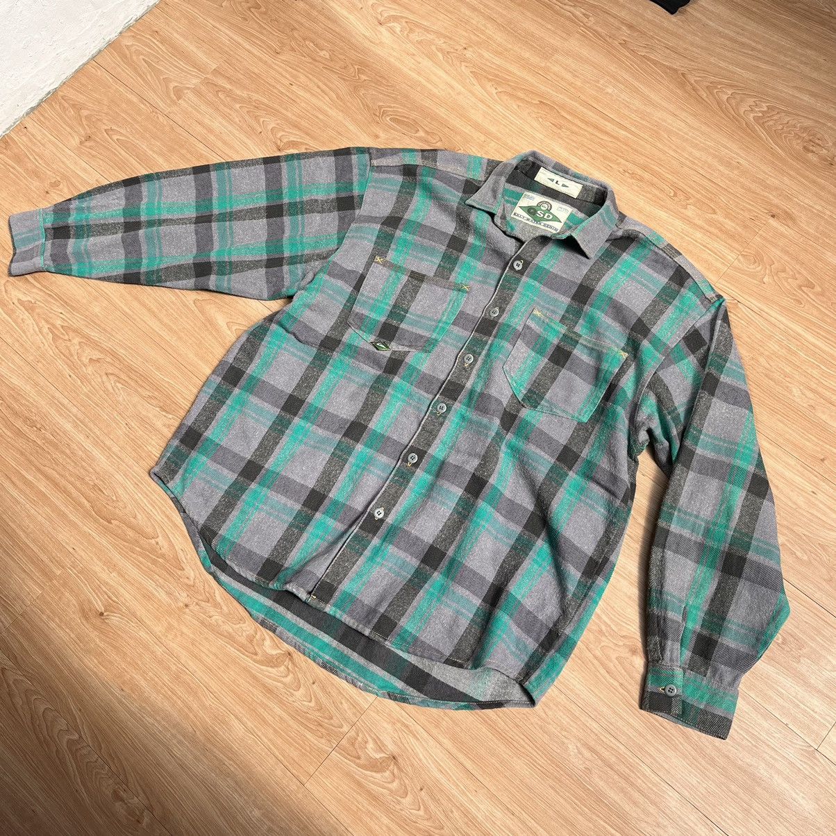 Quiksilver × Vintage 90s Vintage Flanel QUICK SILVER Made IN USA Size US L / EU 52-54 / 3 - 5 Thumbnail