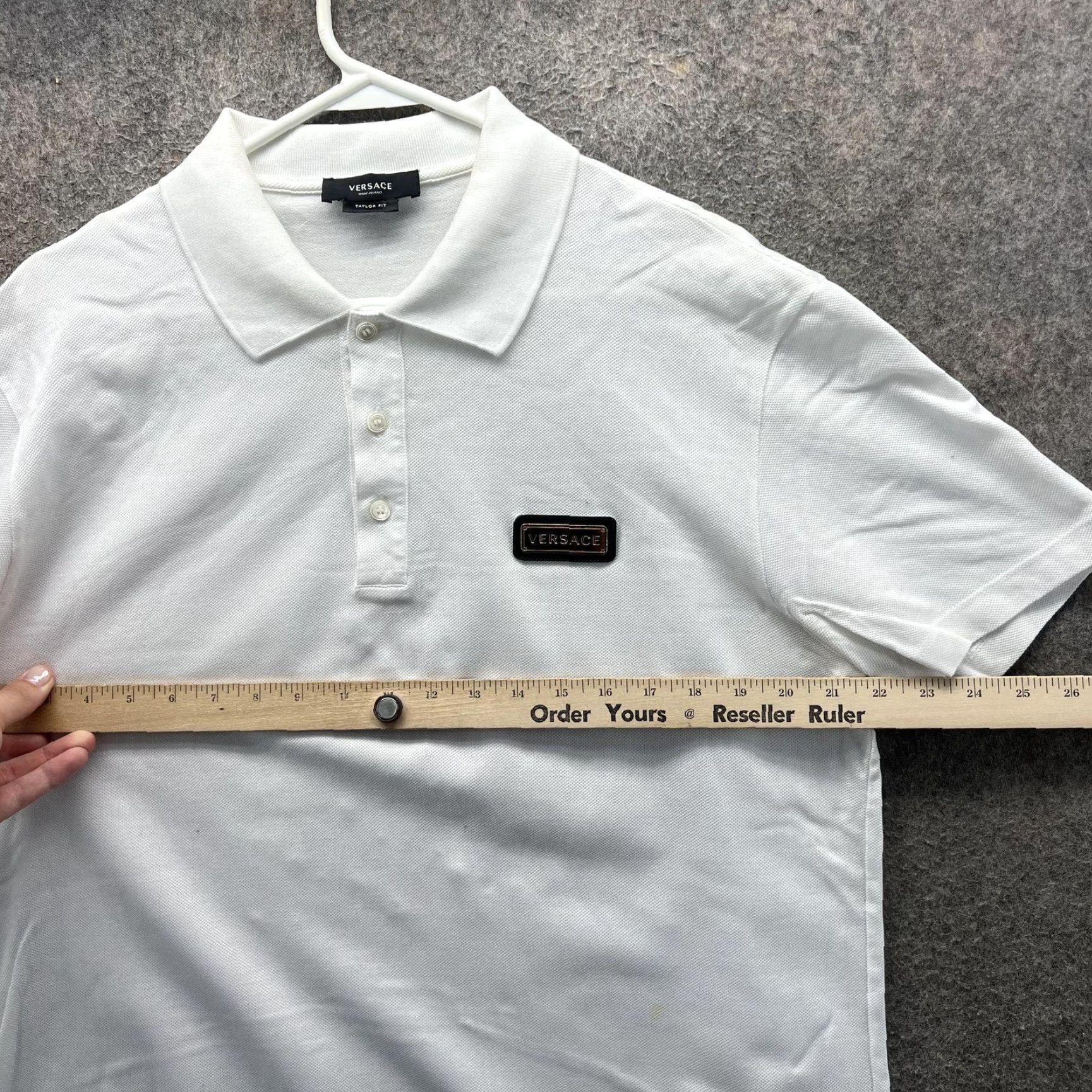 Versace Versace Polo Shirt Mens 2XL White Taylor Fit Made In Italy Pique Logo Patch Size US XXL / EU 58 / 5 - 6 Thumbnail