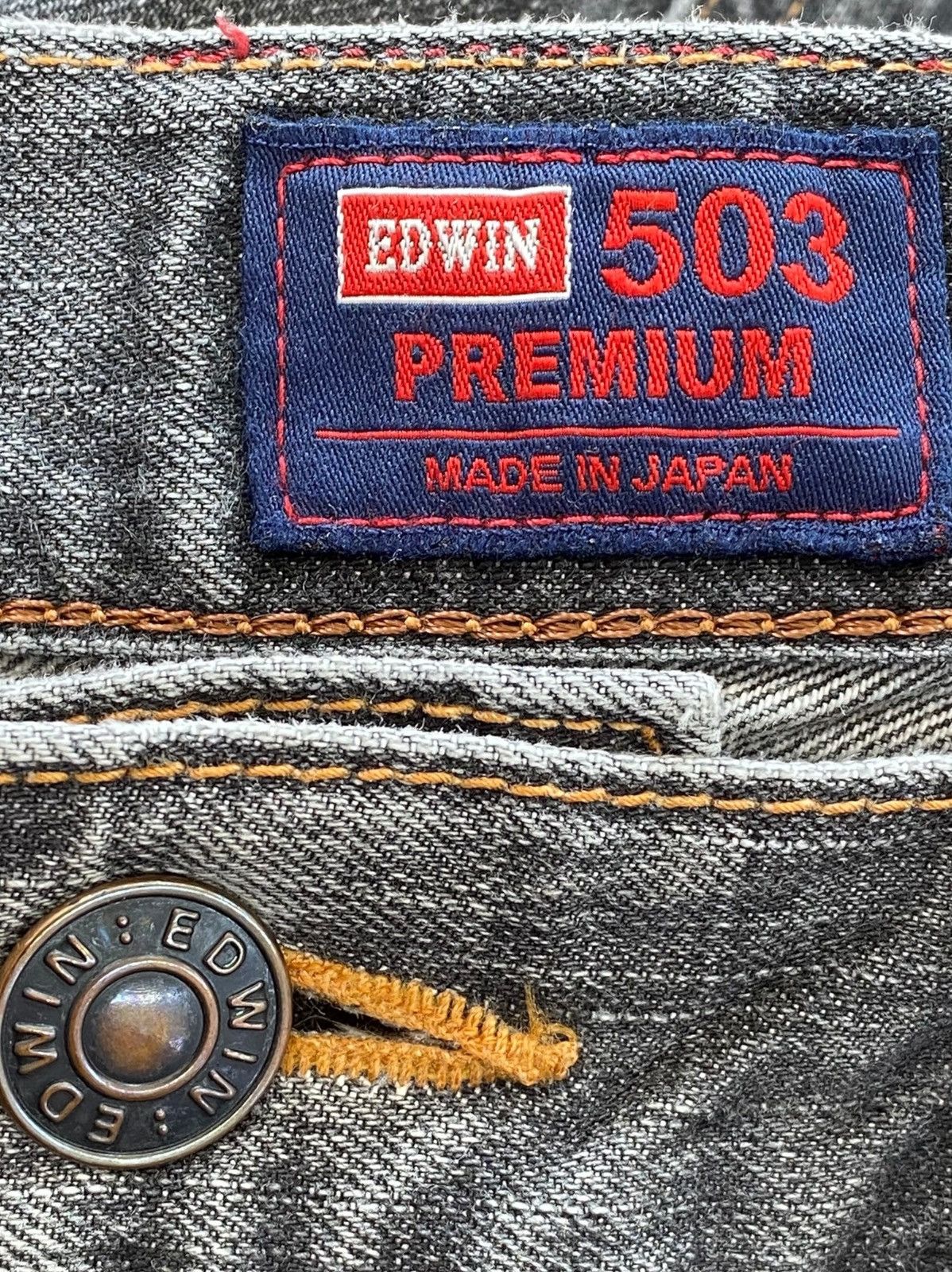 Edwin Edwin 503 Faded Blue Wash Patchwork Straight Leg Jeans Size US 32 / EU 48 - 10 Thumbnail