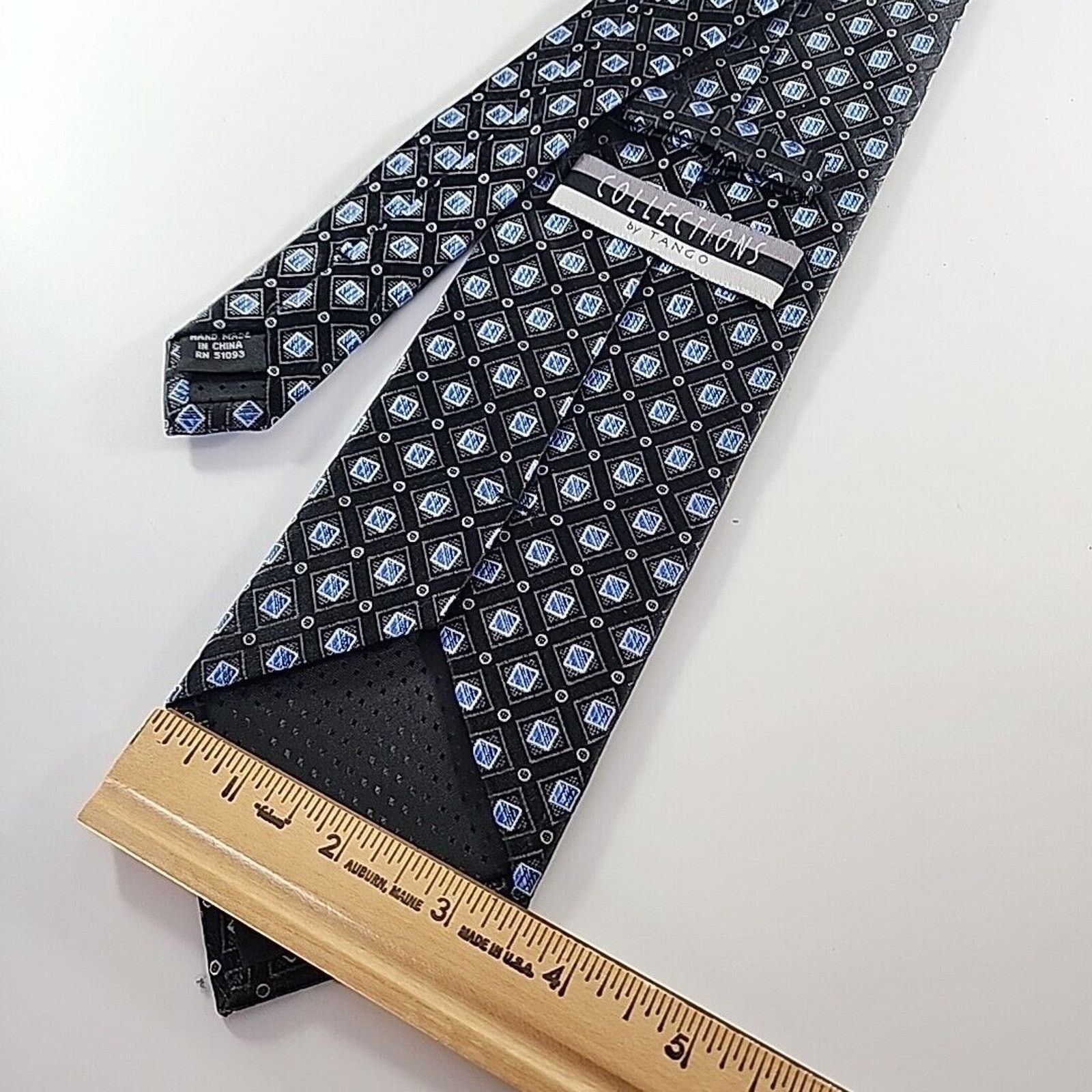 The Unbranded Brand Collections by Tango Blue with Squares & Dots Silk Necktie Size ONE SIZE - 2 Thumbnail