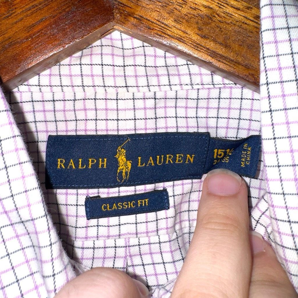 Polo Ralph Lauren Polo Ralph Lauren White & Purple Check Button Down Shirt 15. Size US M / EU 48-50 / 2 - 2 Thumbnail